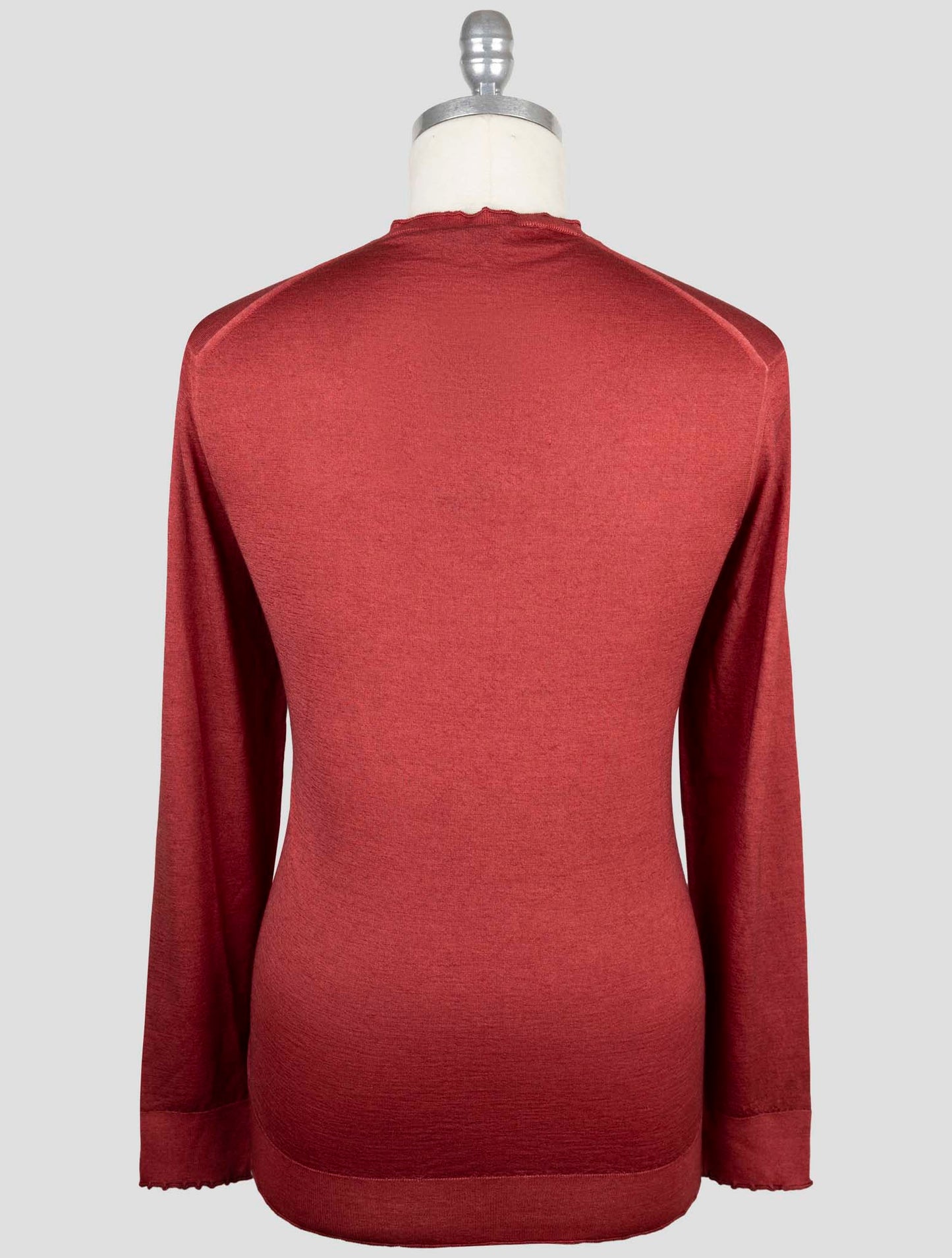Kiton Red Cashmere Silk Sweater V-Neck