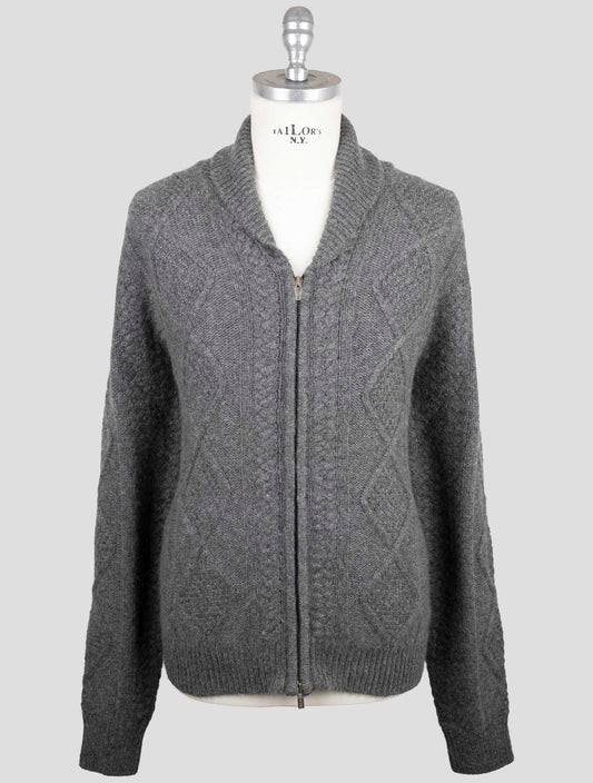 Kiton Gray Cashmere Sweater Full Zip