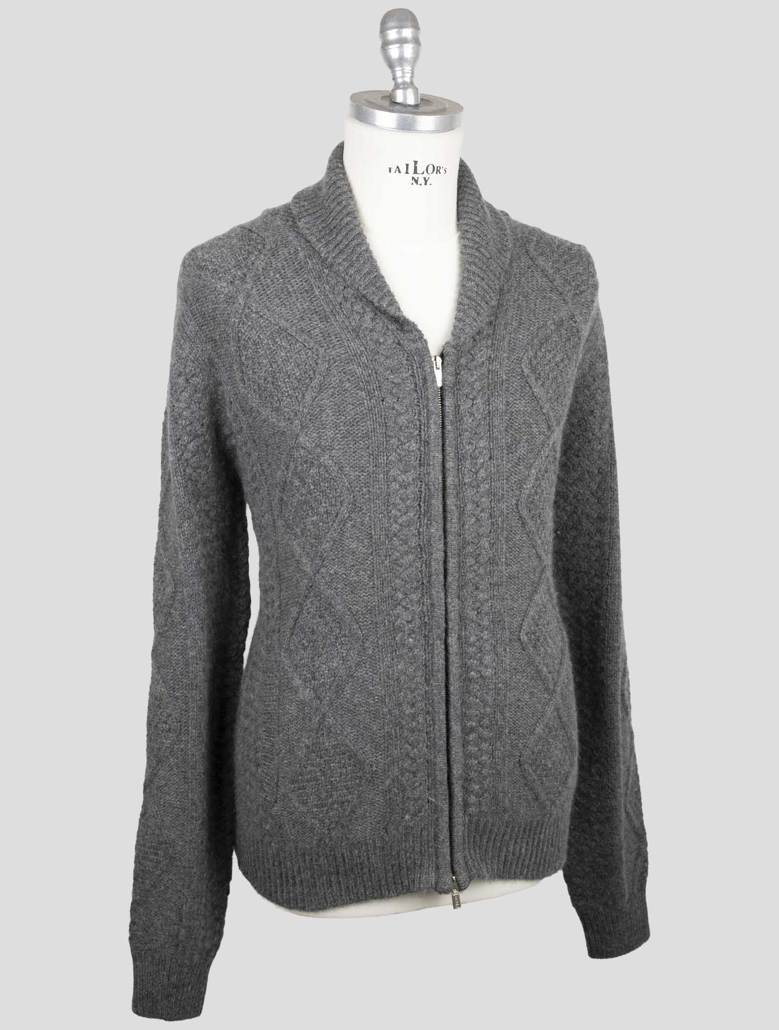 Kiton Gray Cashmere Sweater Full Zip