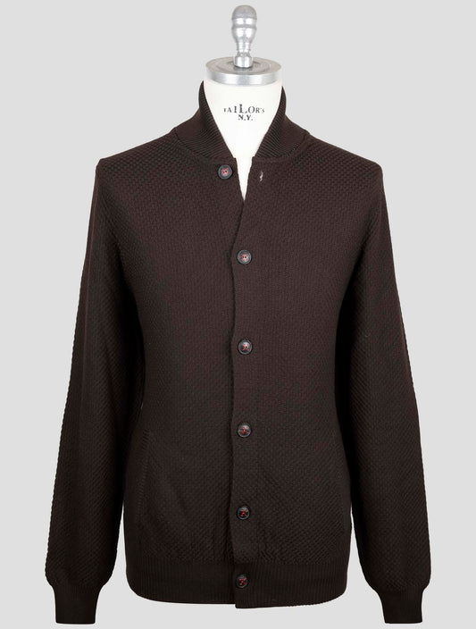 Kiton Brown Cashmere Silk Sweater Cardigan