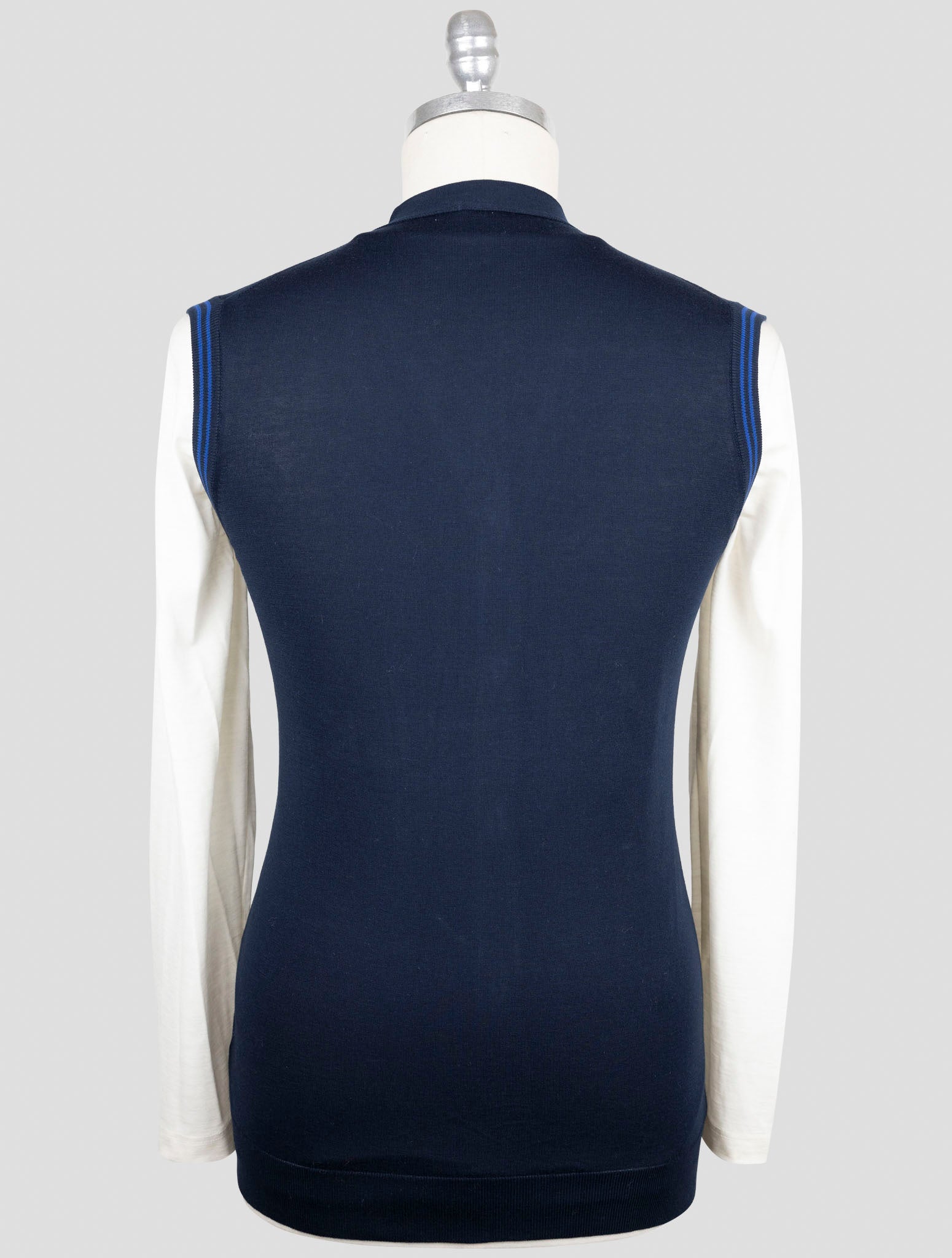 Kiton Blue Cotton Sweater Gilet Cardigan