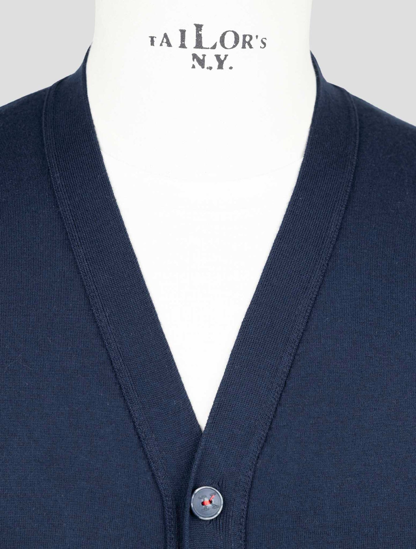 Kiton Blue Cotton Sweater Gilet Cardigan