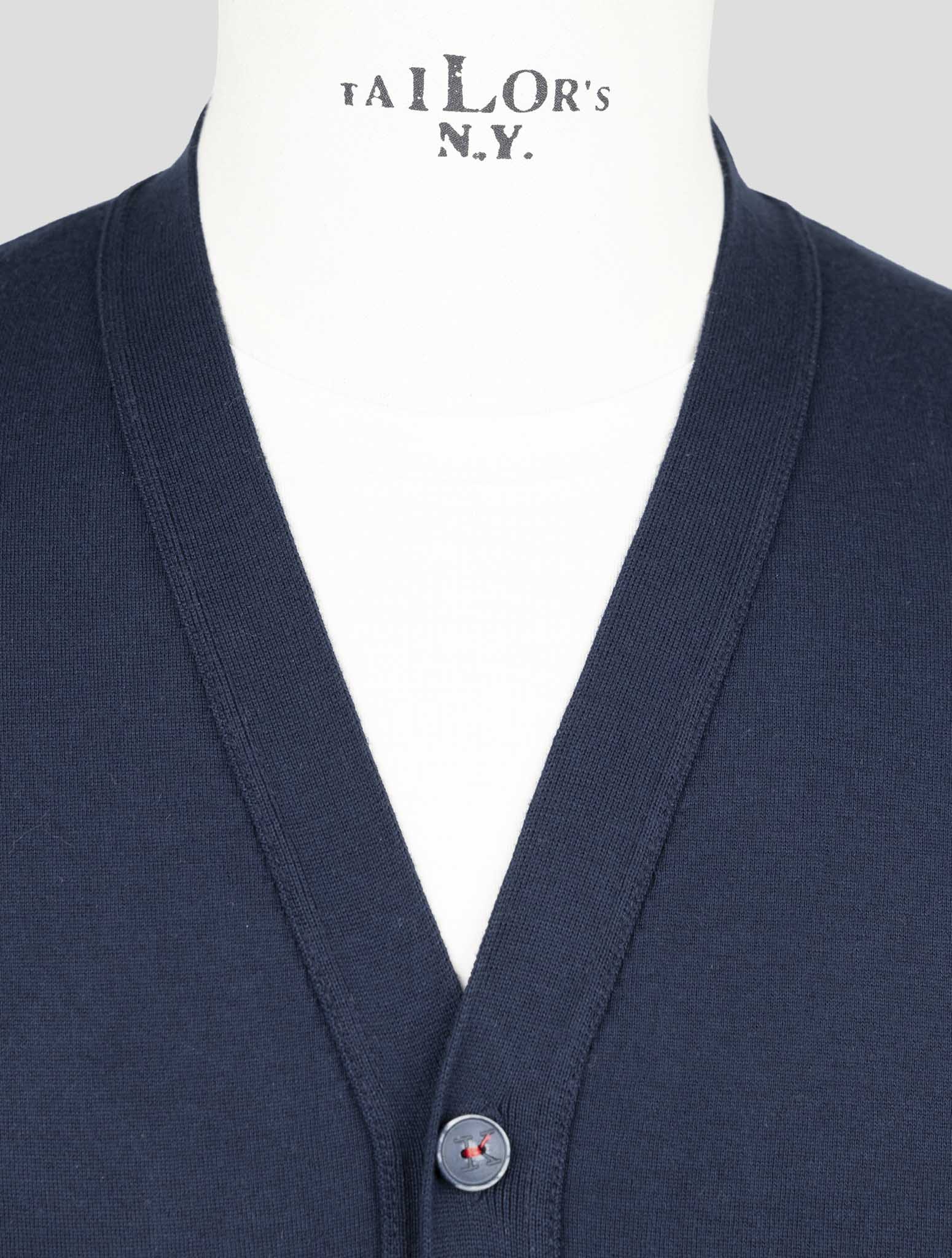 Kiton Blue Cotton Sweater Gilet Cardigan
