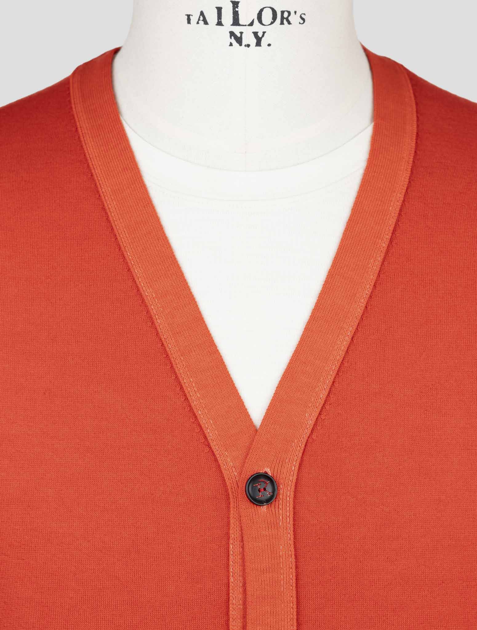 Kiton Red Cashmere Sweater Gilet Cardigan