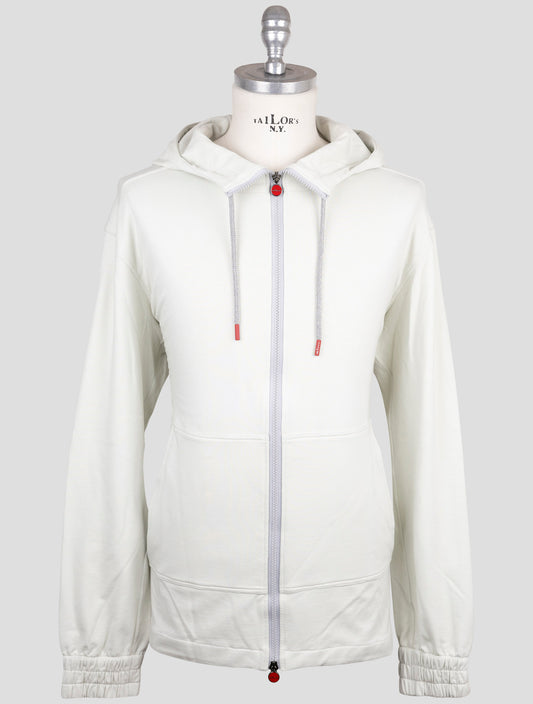 Kiton Light Gray Cotton Ea Sweater Hoodie Full Zip