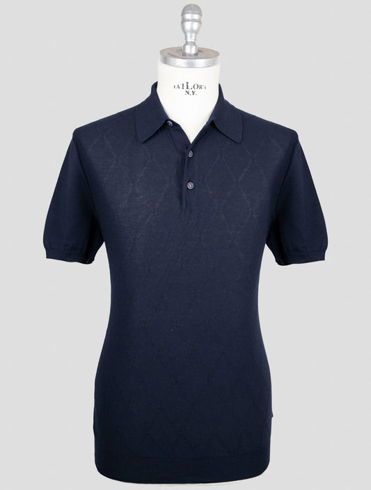 Kiton Blue Cotton Polo