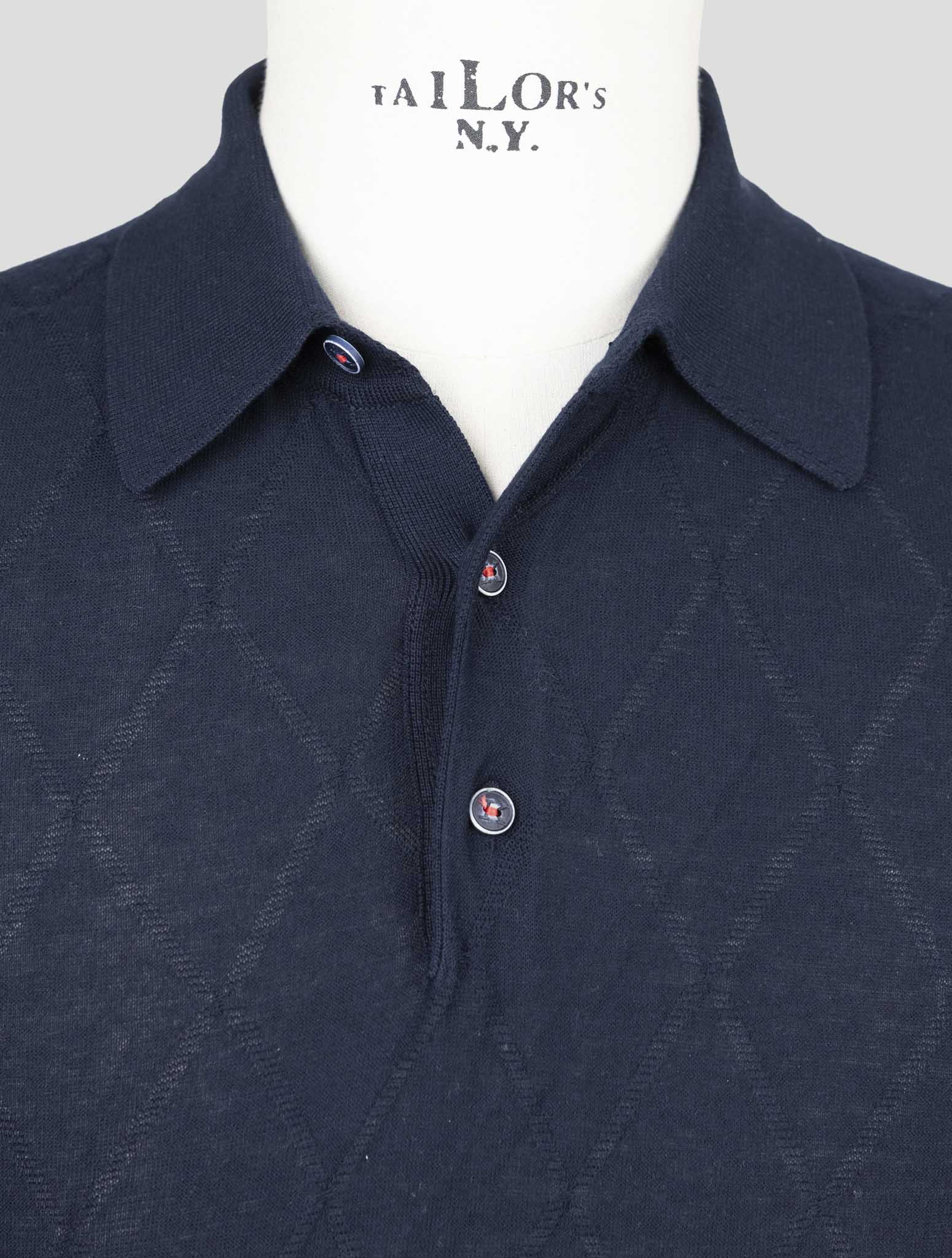 Kiton Blue Cotton Polo