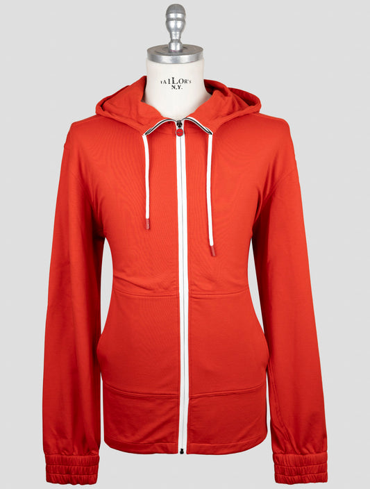Kiton Red Cotton Ea Sweater Full Zip