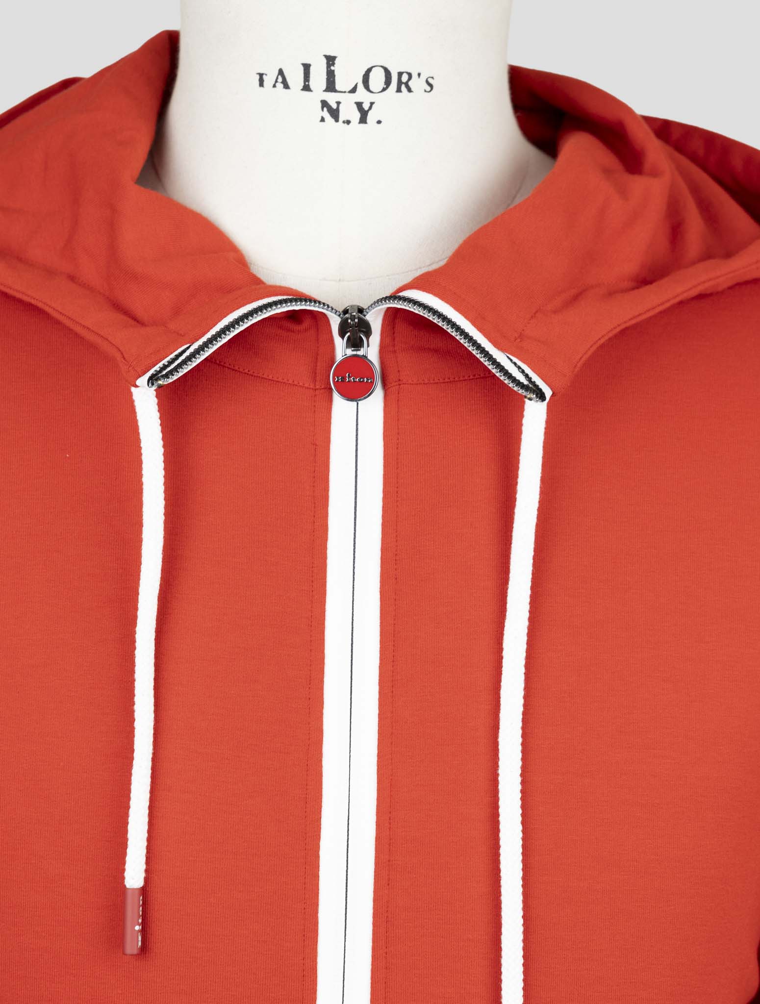 Kiton Red Cotton Ea Sweater Full Zip