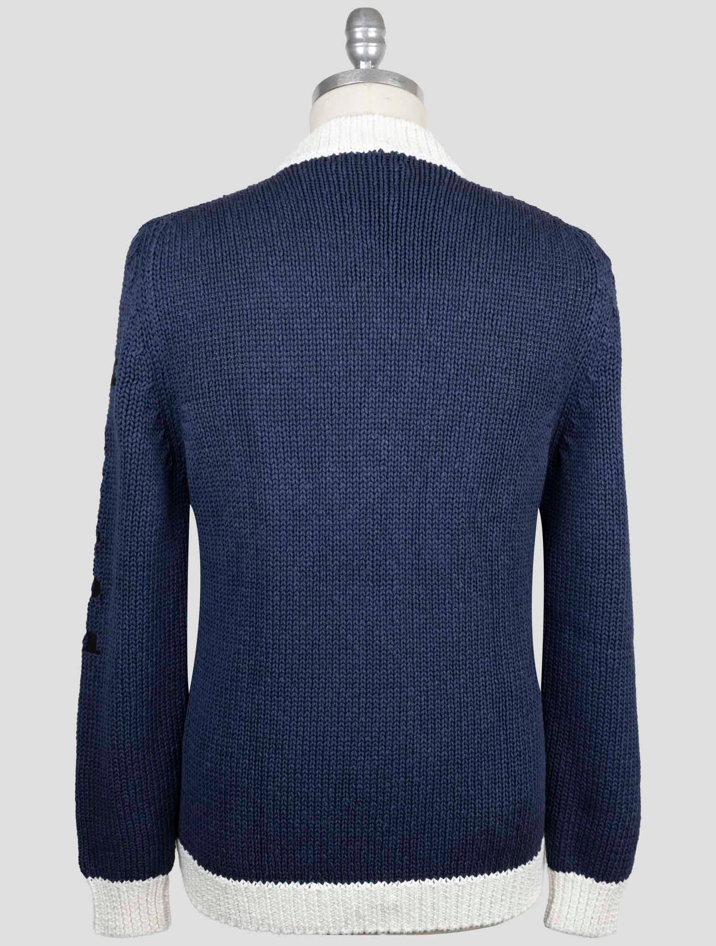 Kiton Blue White Cotton Linen Sweater Cardigan