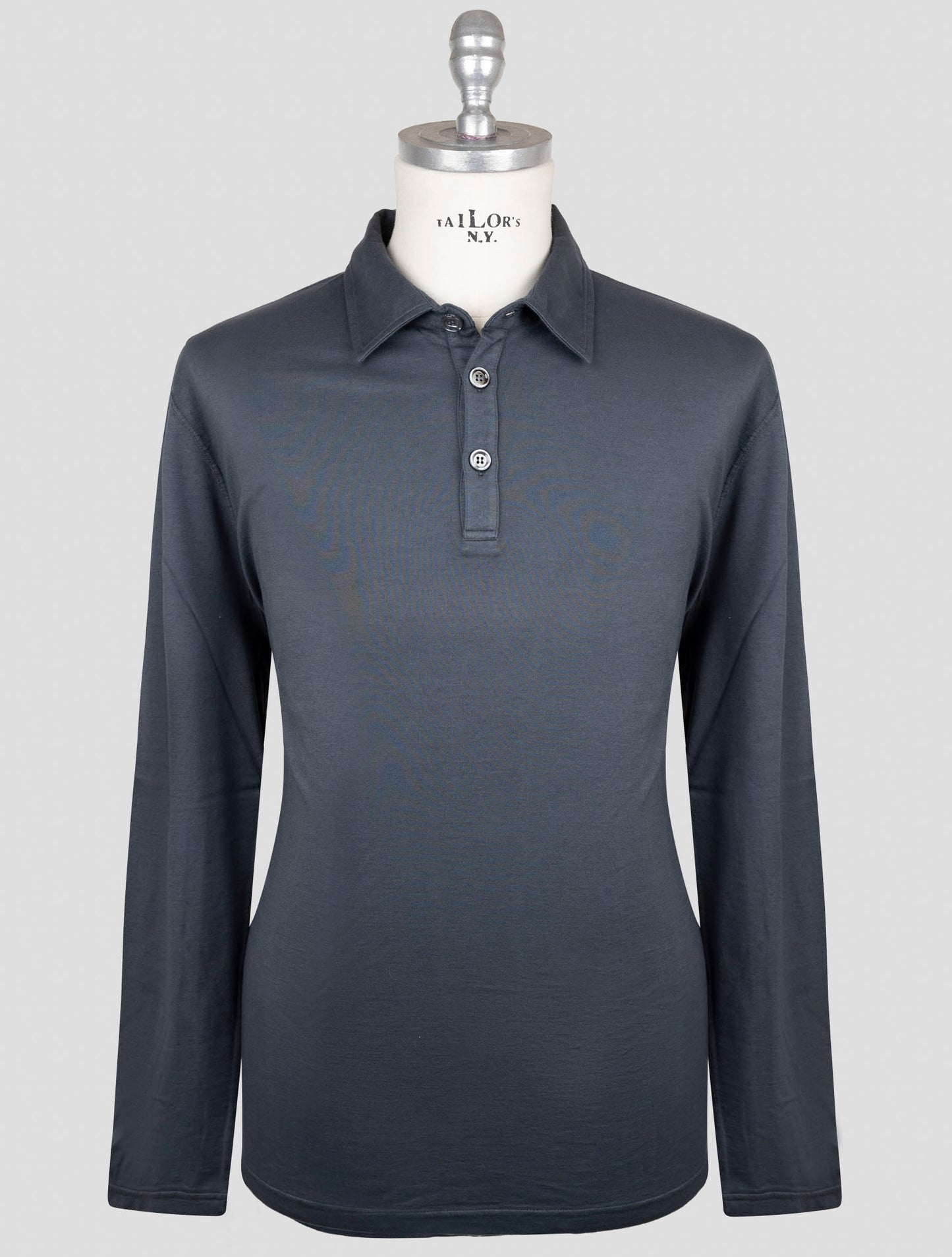 Kiton Gray Cotton Cashmere Sweater Polo