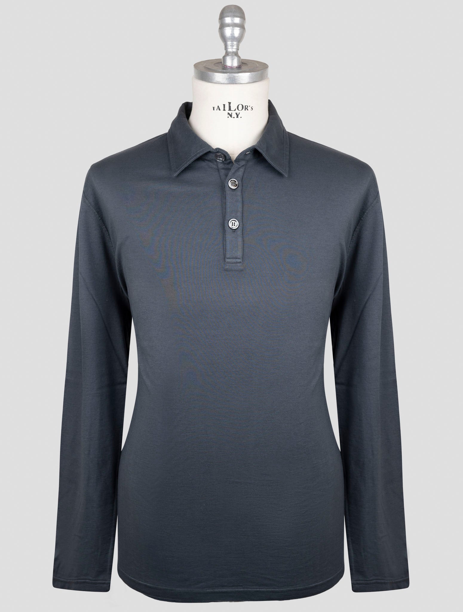 Kiton Gray Cotton Cashmere Sweater Polo
