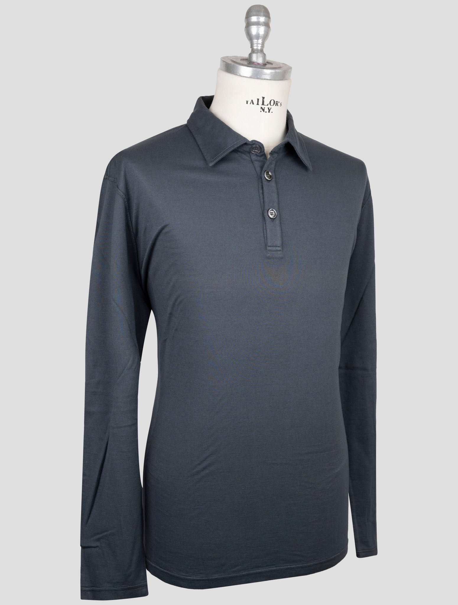 Kiton Gray Cotton Cashmere Sweater Polo