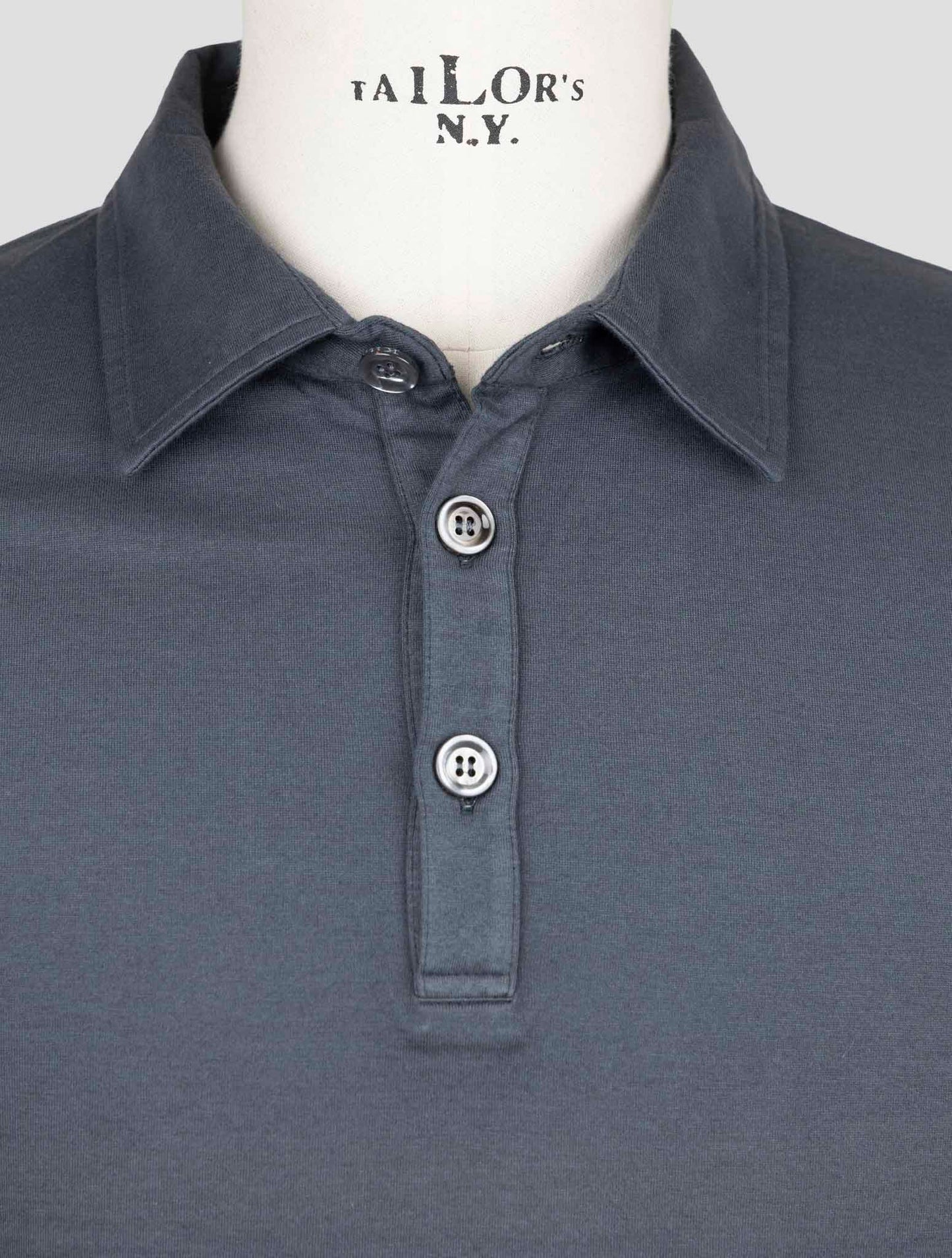 Kiton Gray Cotton Cashmere Sweater Polo