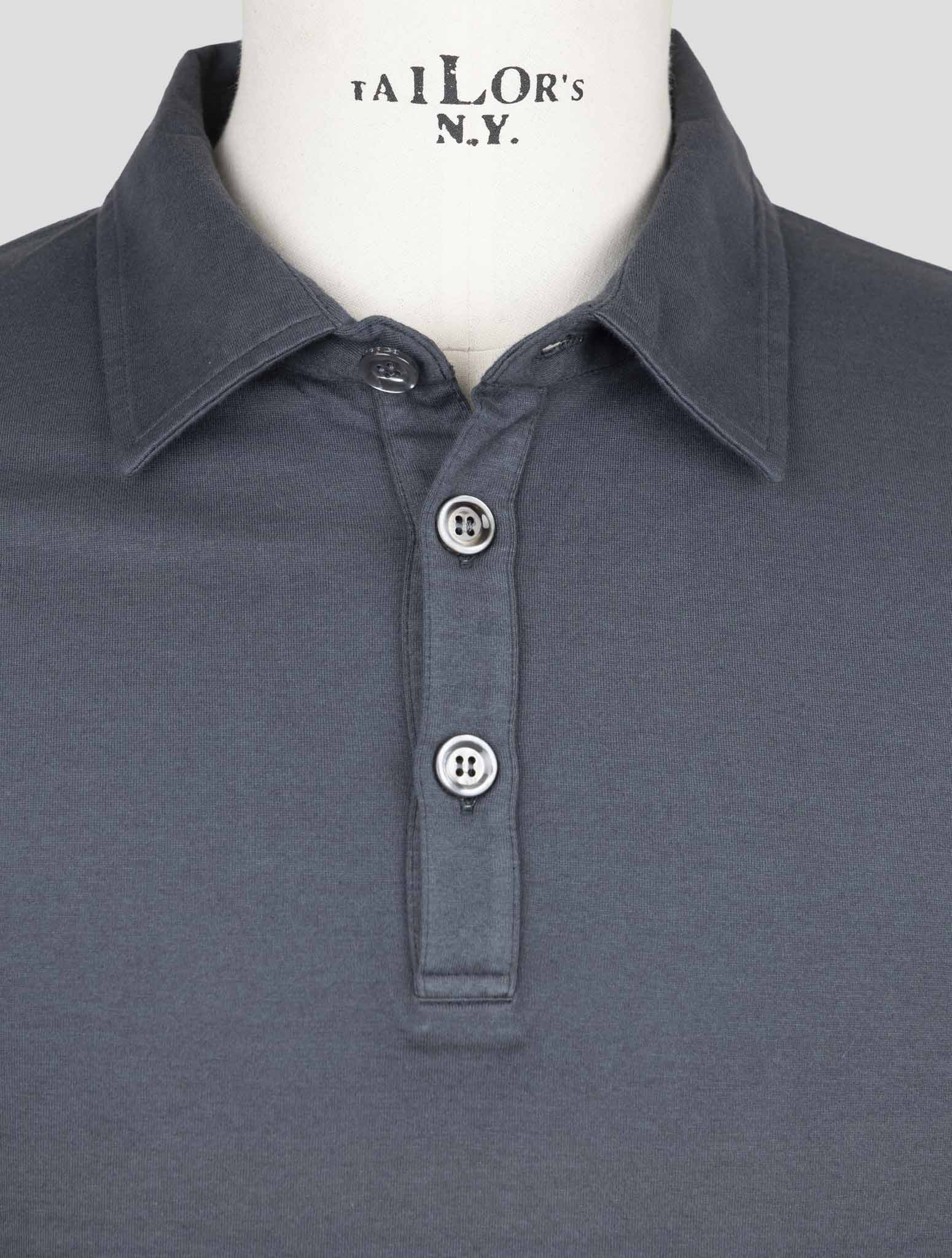 Kiton Gray Cotton Cashmere Sweater Polo