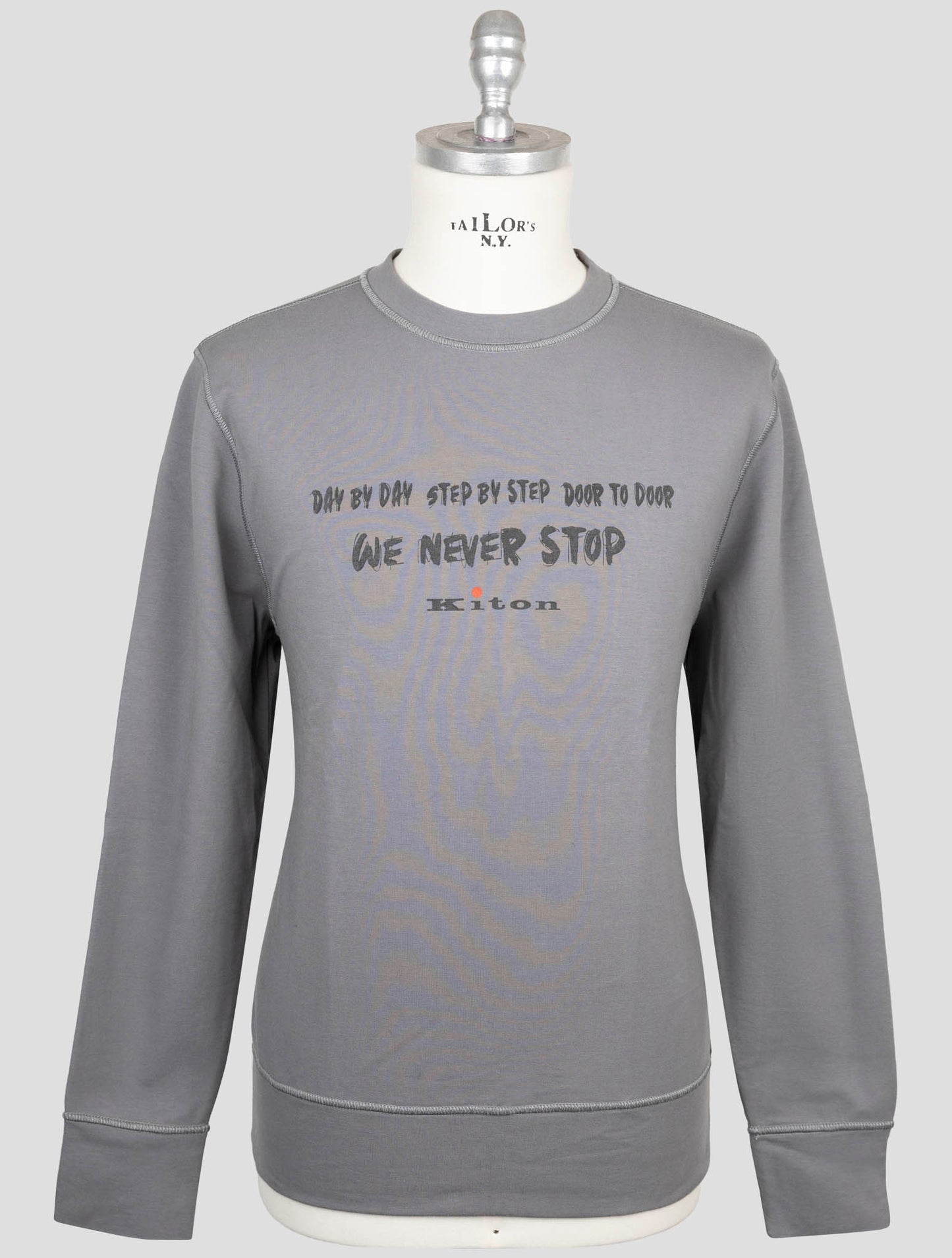 Kiton Gray Cotton Ea Sweater Crewneck