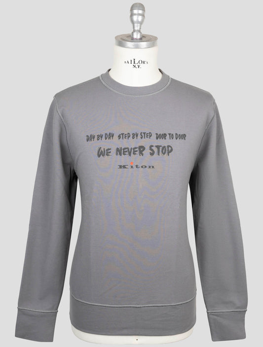 Kiton Gray Cotton Ea Sweater Crewneck
