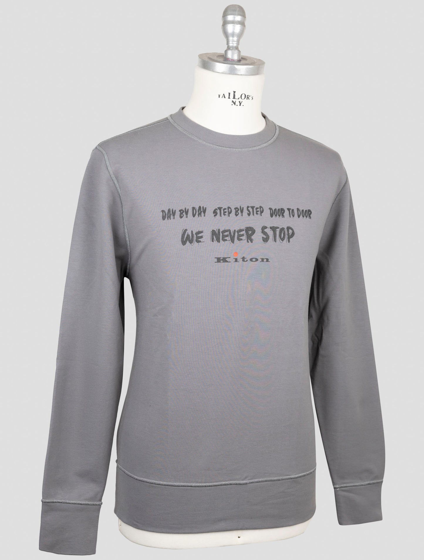 Kiton Gray Cotton Ea Sweater Crewneck