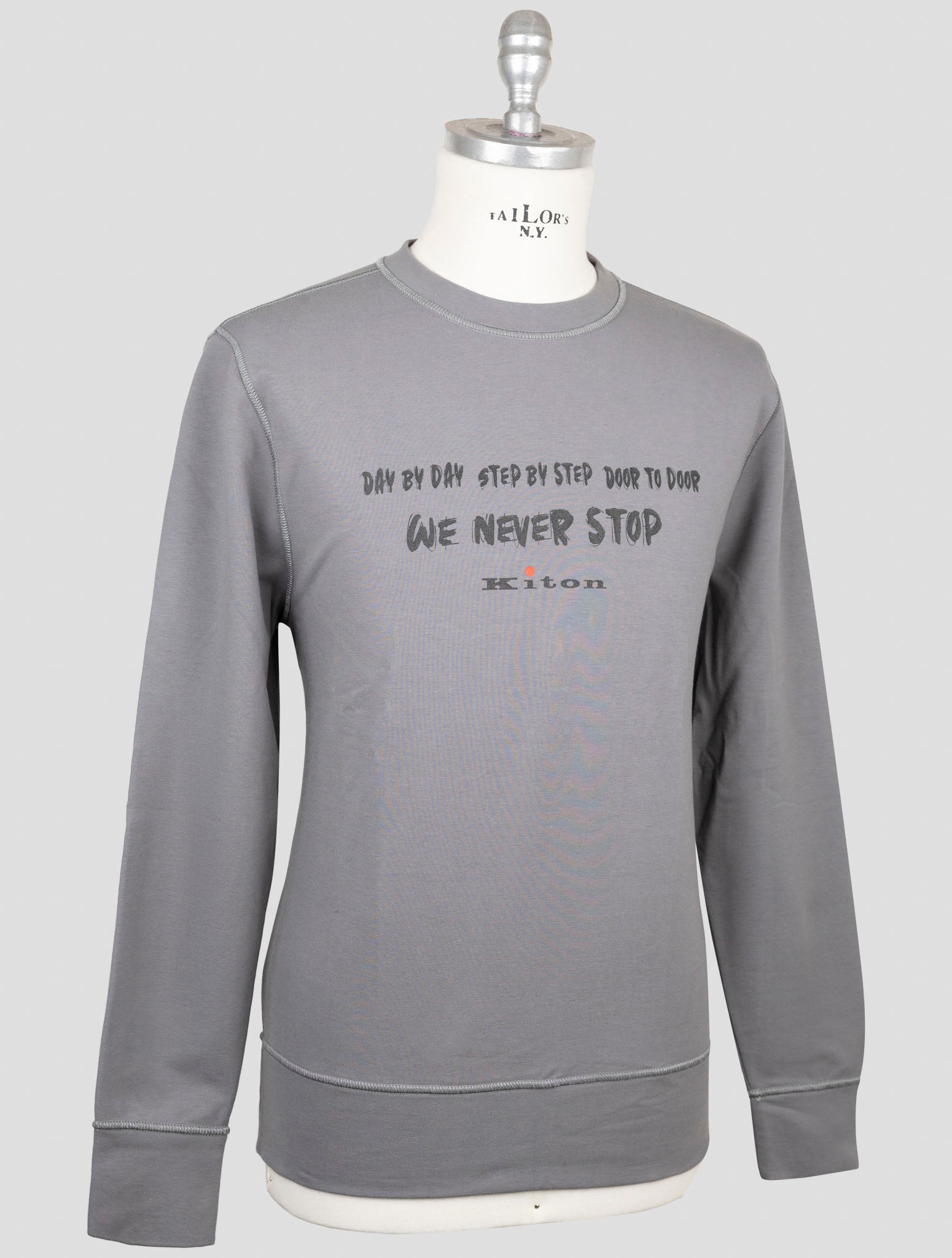 Kiton Gray Cotton Ea Sweater Crewneck