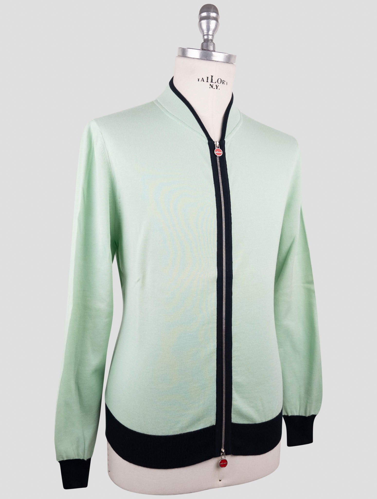 Kiton Green Cotton Sweater Full Zip