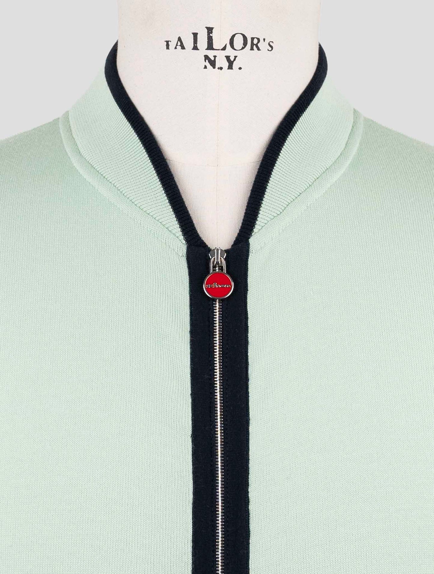 Kiton Green Cotton Sweater Full Zip
