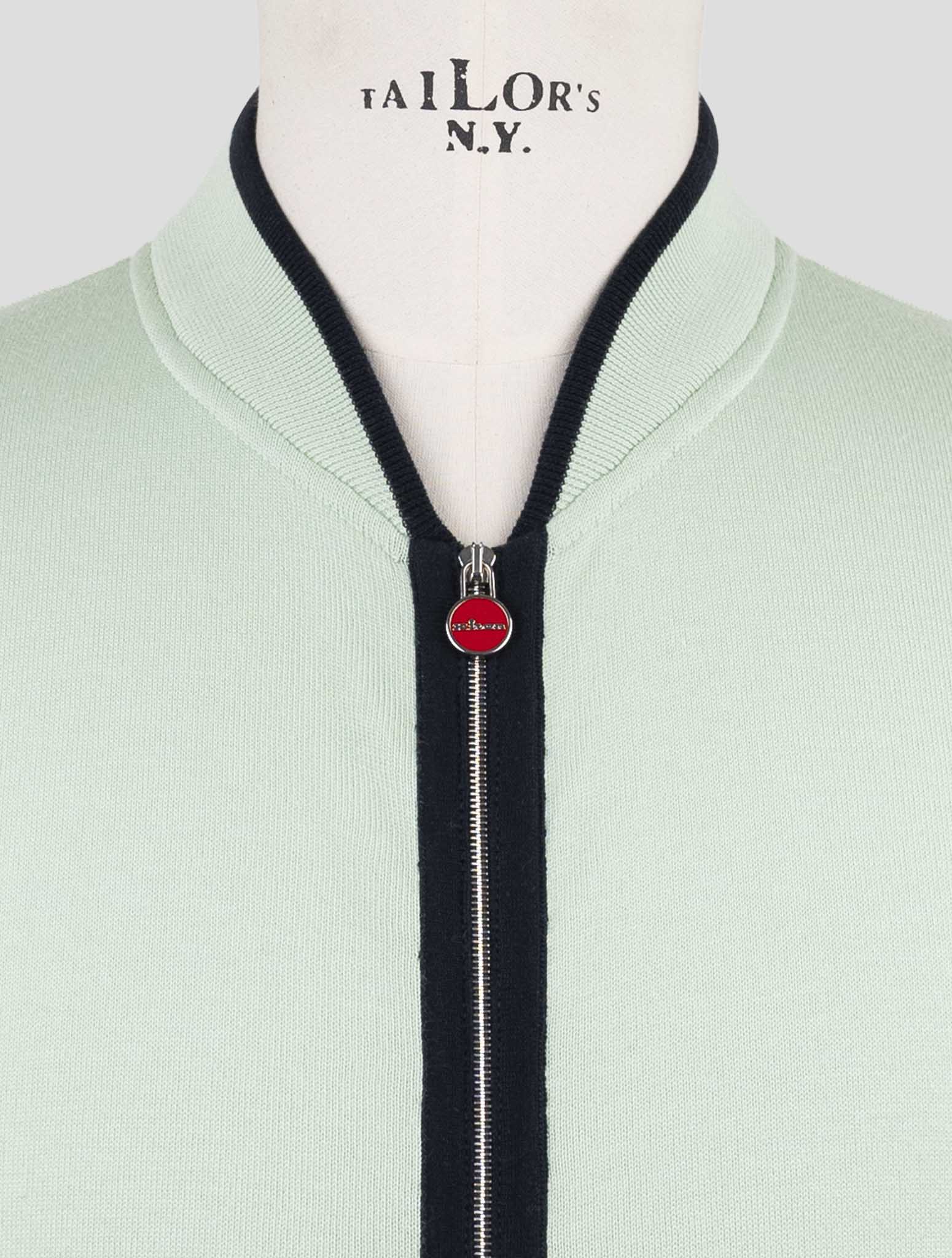 Kiton Green Cotton Sweater Full Zip