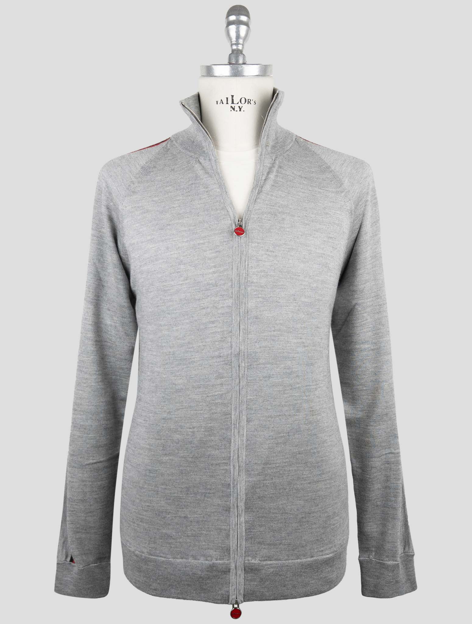 Kiton Gray Cashmere Silk Sweater Full Zip