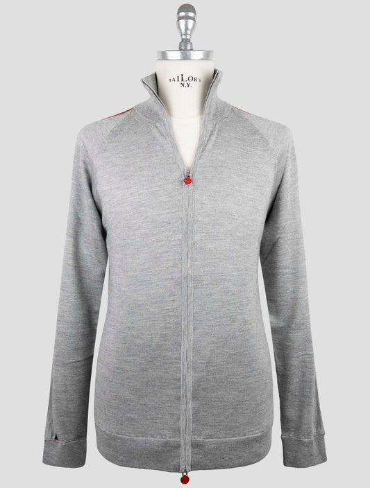 Kiton Gray Cashmere Silk Sweater Full Zip