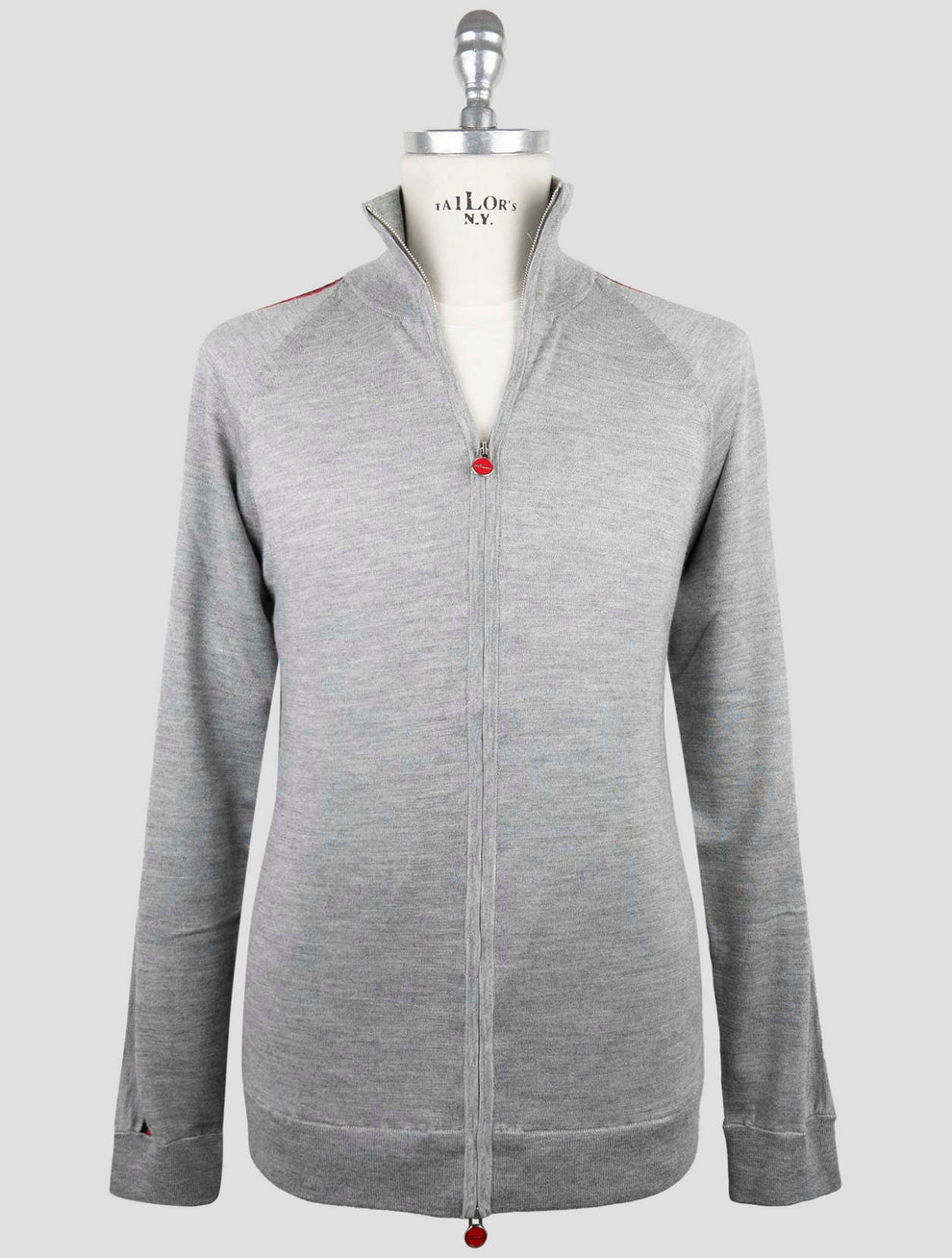 Kiton Gray Cashmere Silk Full Zip Sweater - image 1