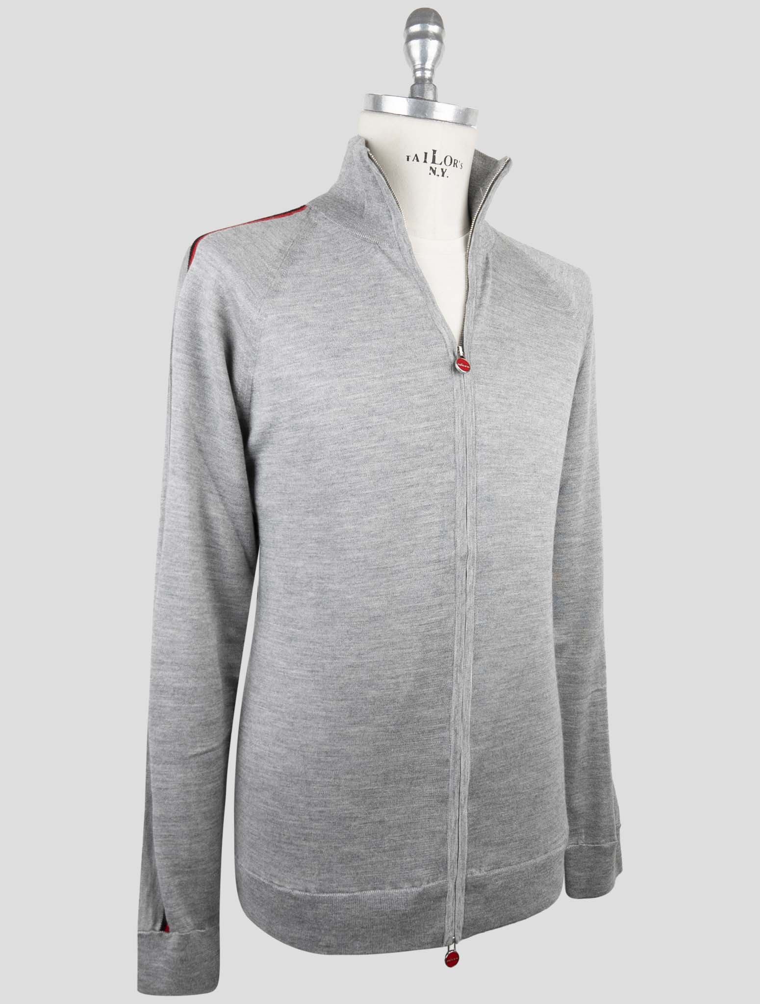 Kiton Gray Cashmere Silk Sweater Full Zip