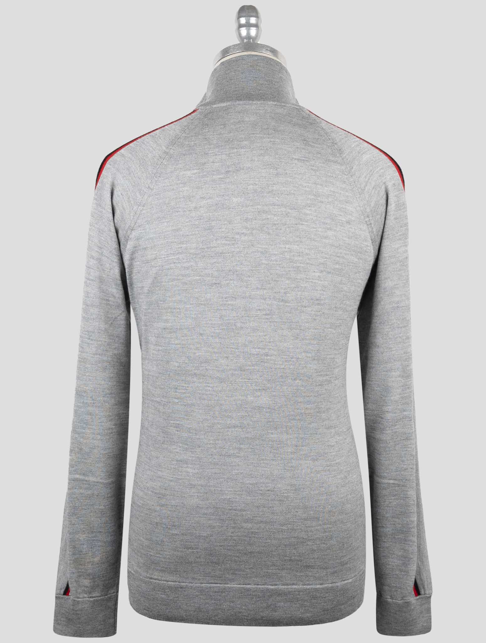 Kiton Gray Cashmere Silk Sweater Full Zip