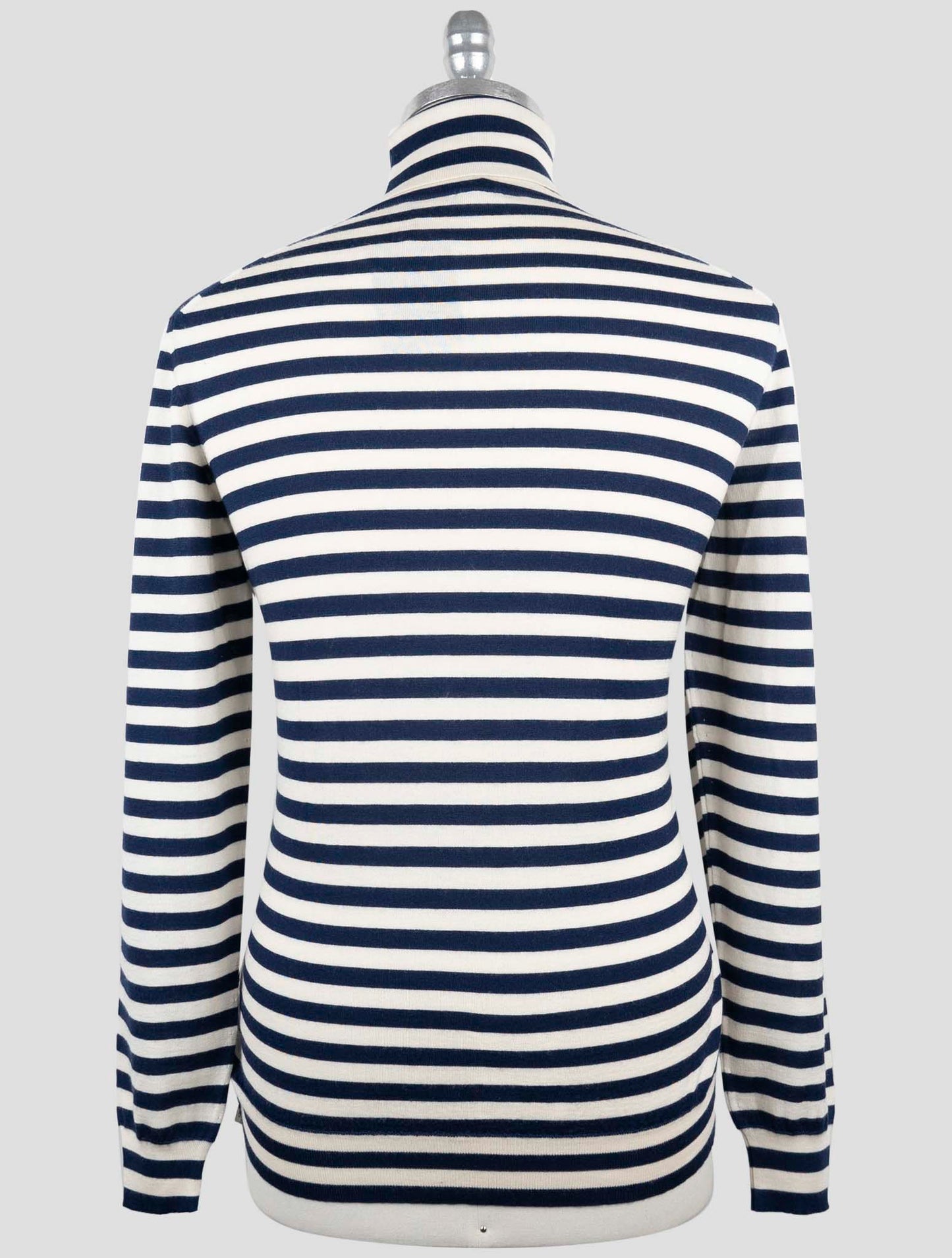 Kiton White Blue Cashmere Silk Sweater Turtleneck