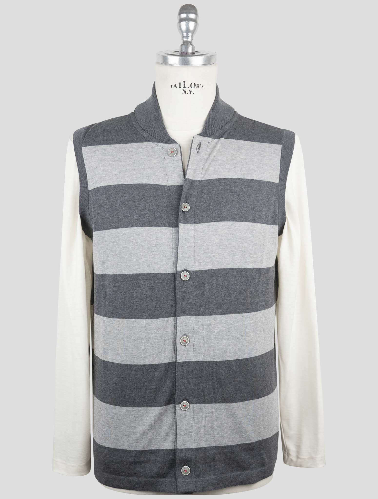 Kiton Gray Cotton Sweater Cardigan