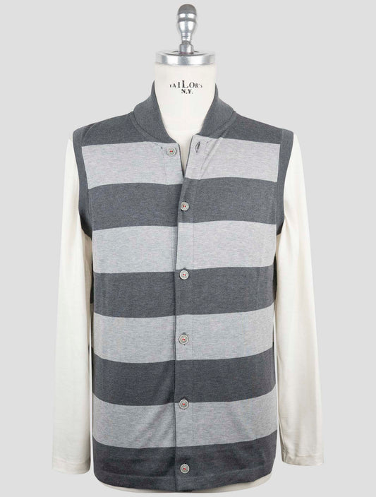 Kiton Gray Cotton Sweater Cardigan