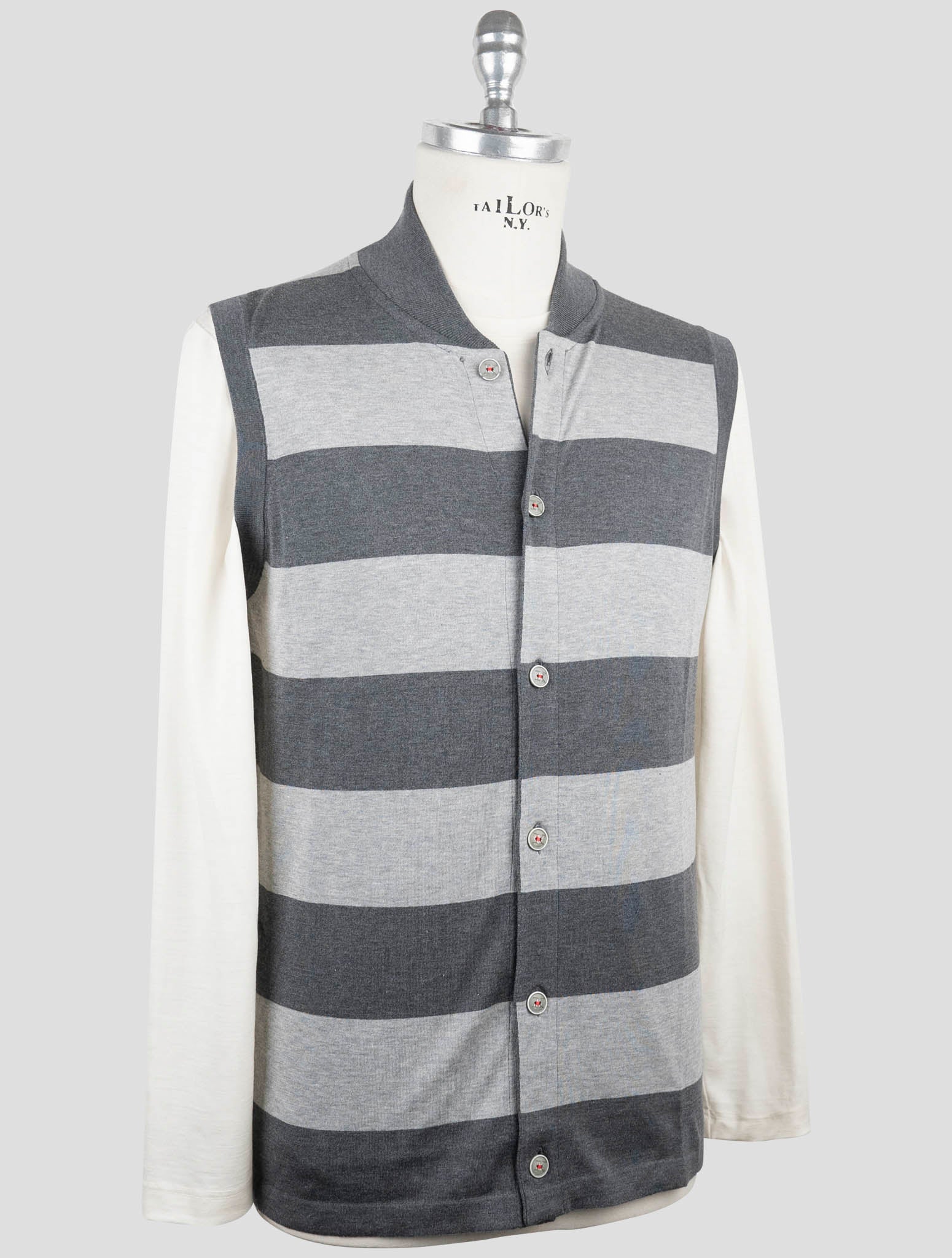 Kiton Gray Cotton Sweater Cardigan