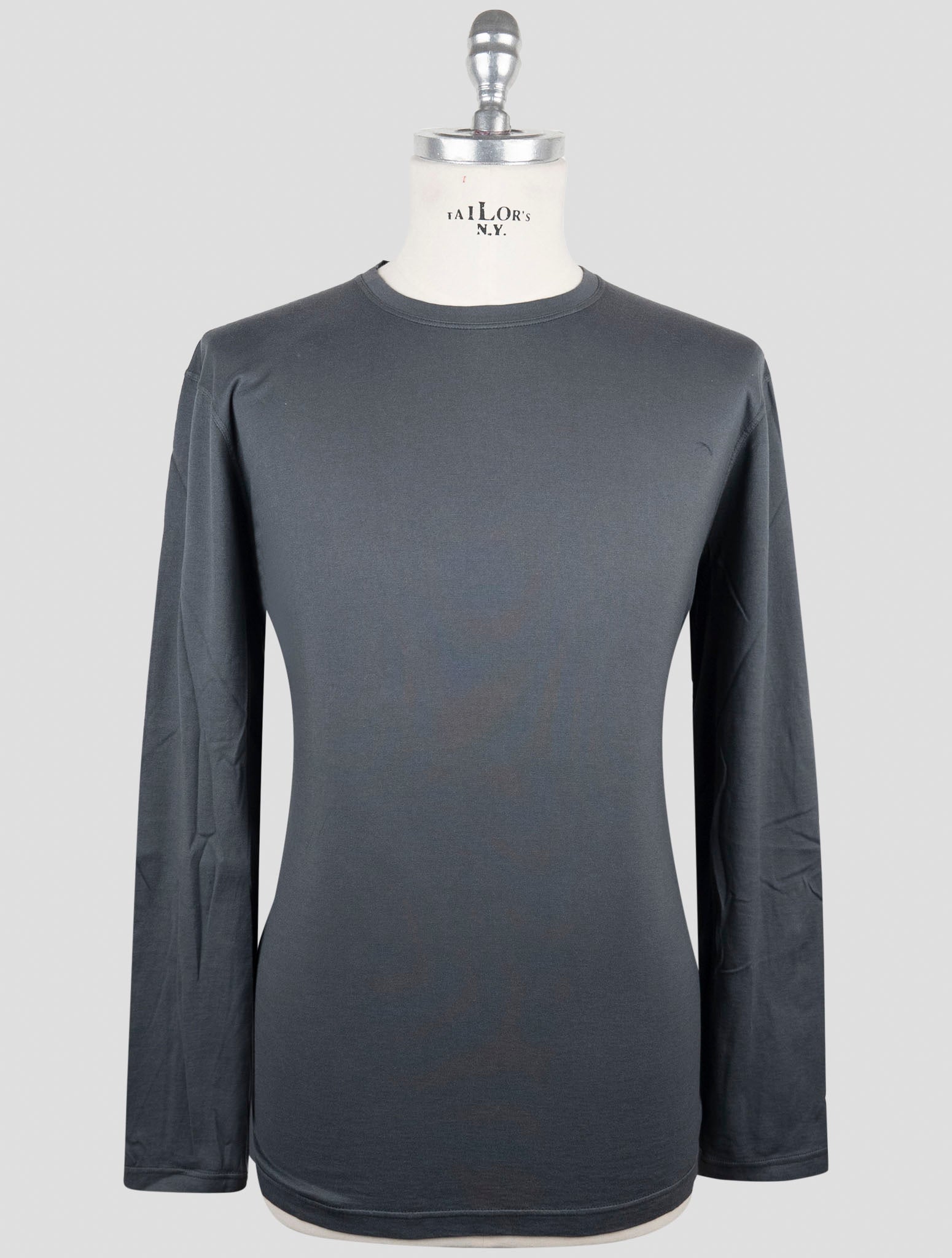 Kiton Gray Cotton Cashmere Sweater Crewneck
