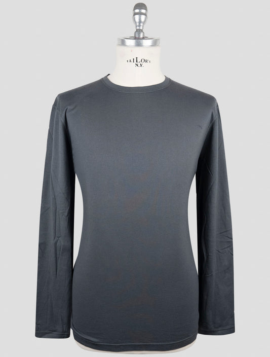 Kiton Gray Cotton Cashmere Sweater Crewneck