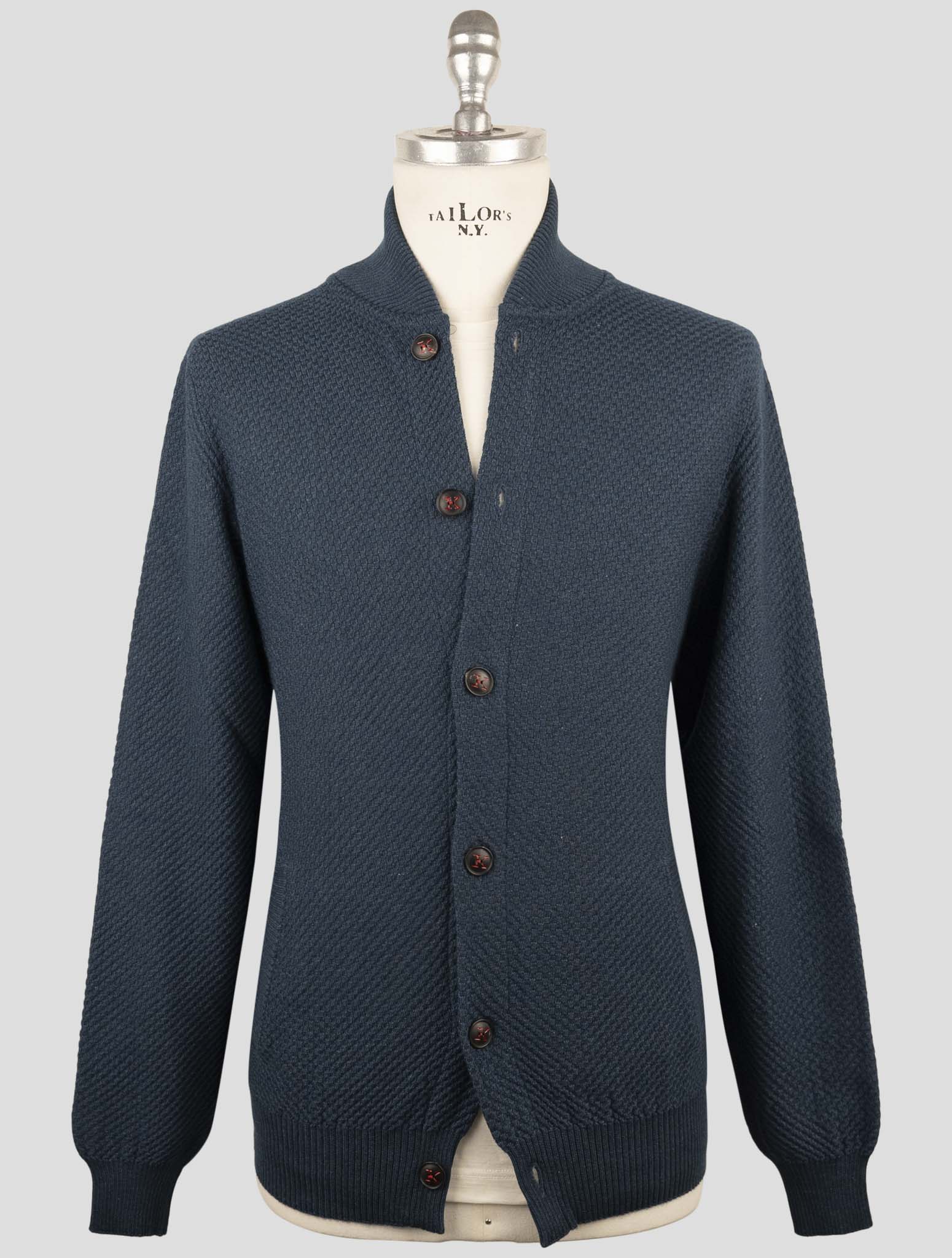Kiton Blue Cashmere Silk Sweater Cardigan