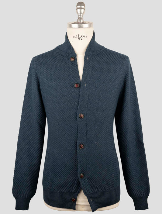 Kiton Blue Cashmere Silk Sweater Cardigan