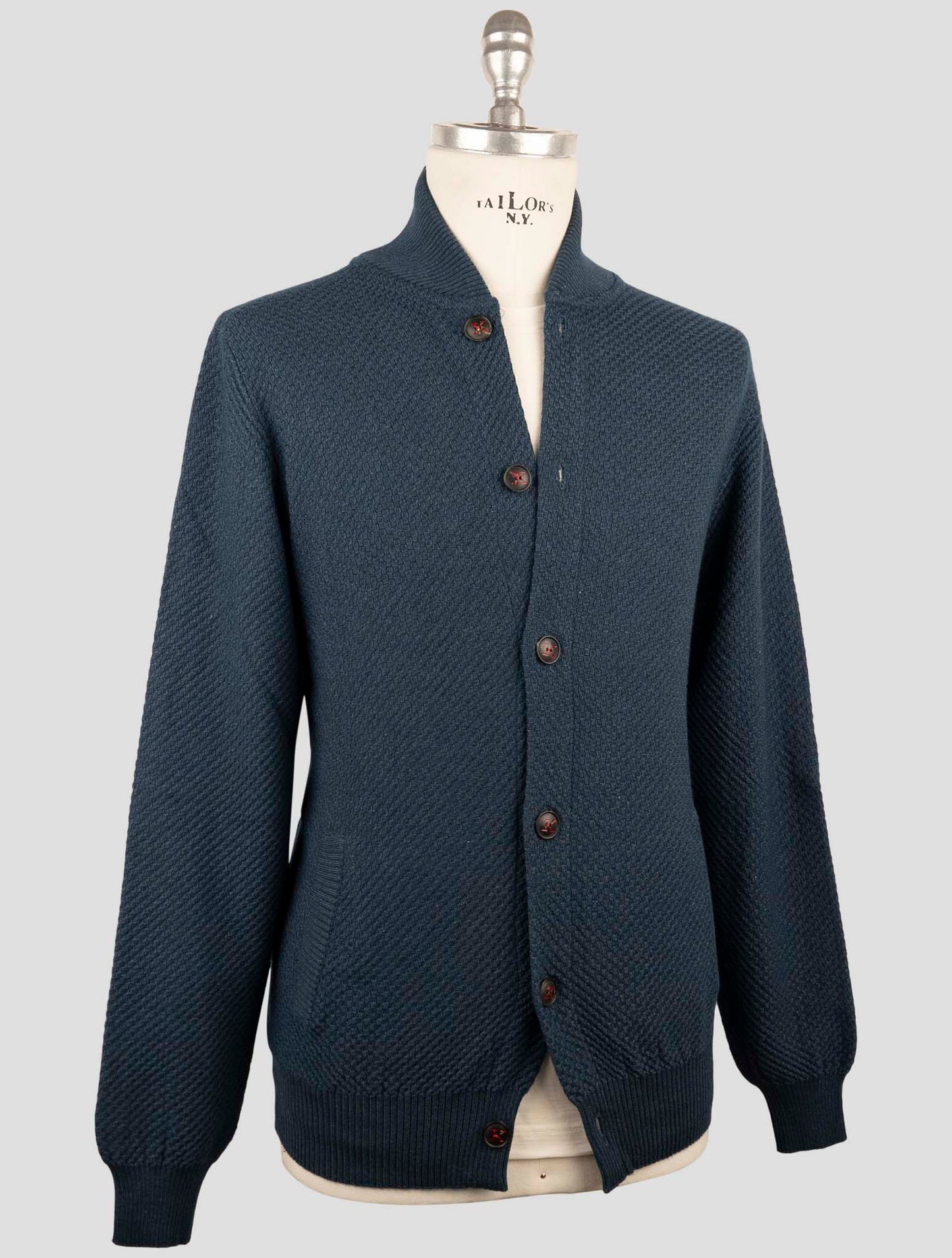 Kiton Blue Cashmere Silk Sweater Cardigan