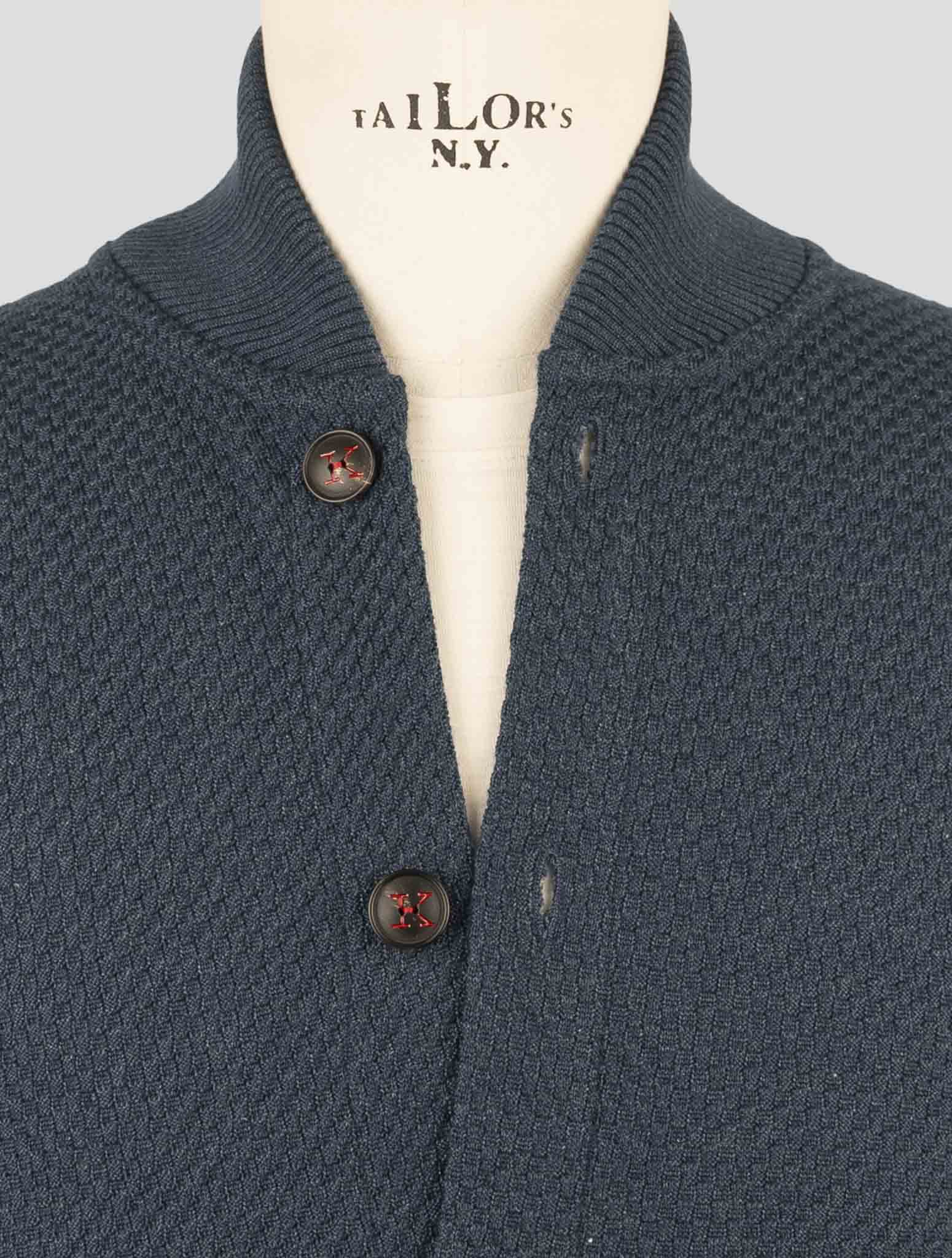 Kiton Blue Cashmere Silk Sweater Cardigan