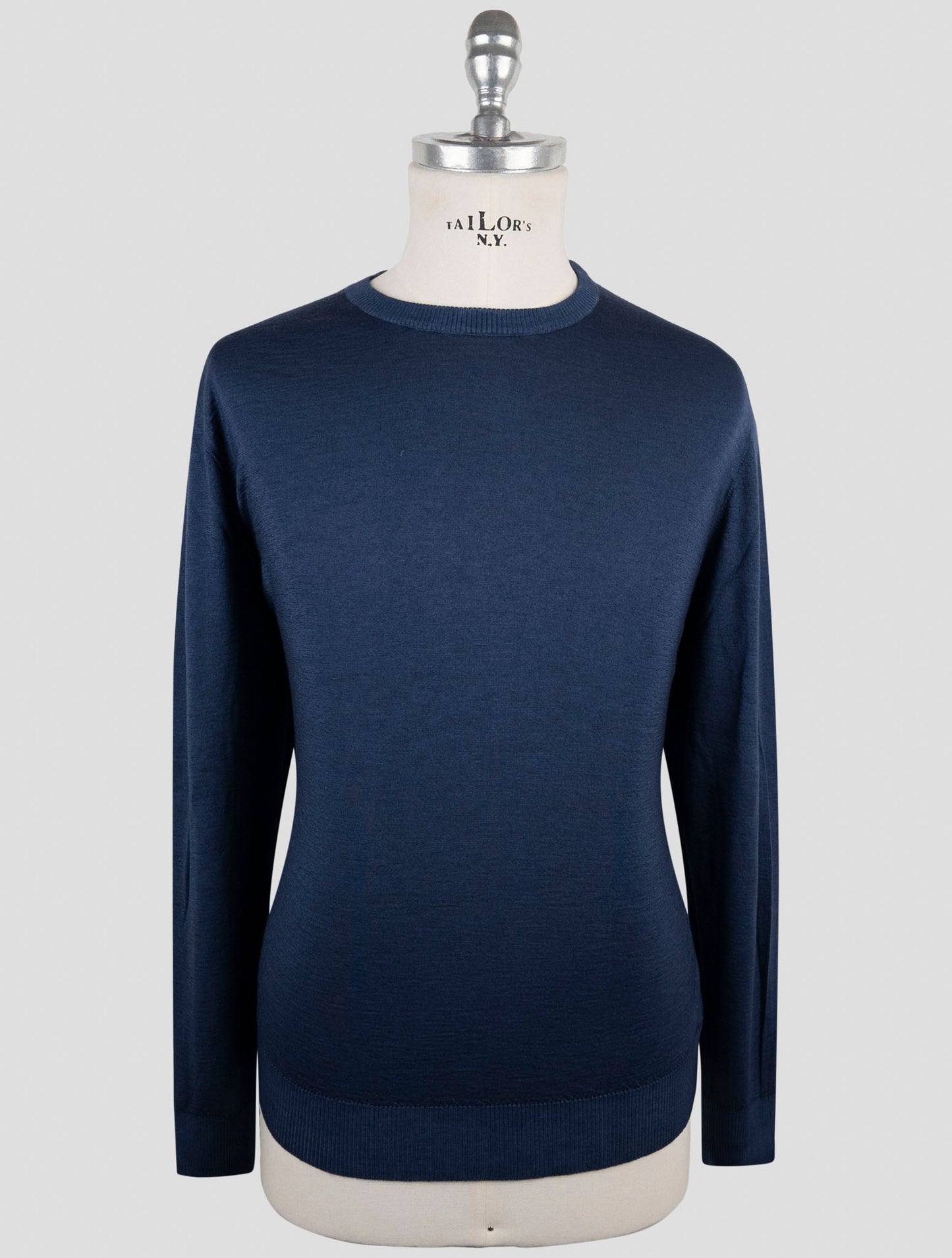 Kiton Blue Cashmere Silk Sweater Crewneck