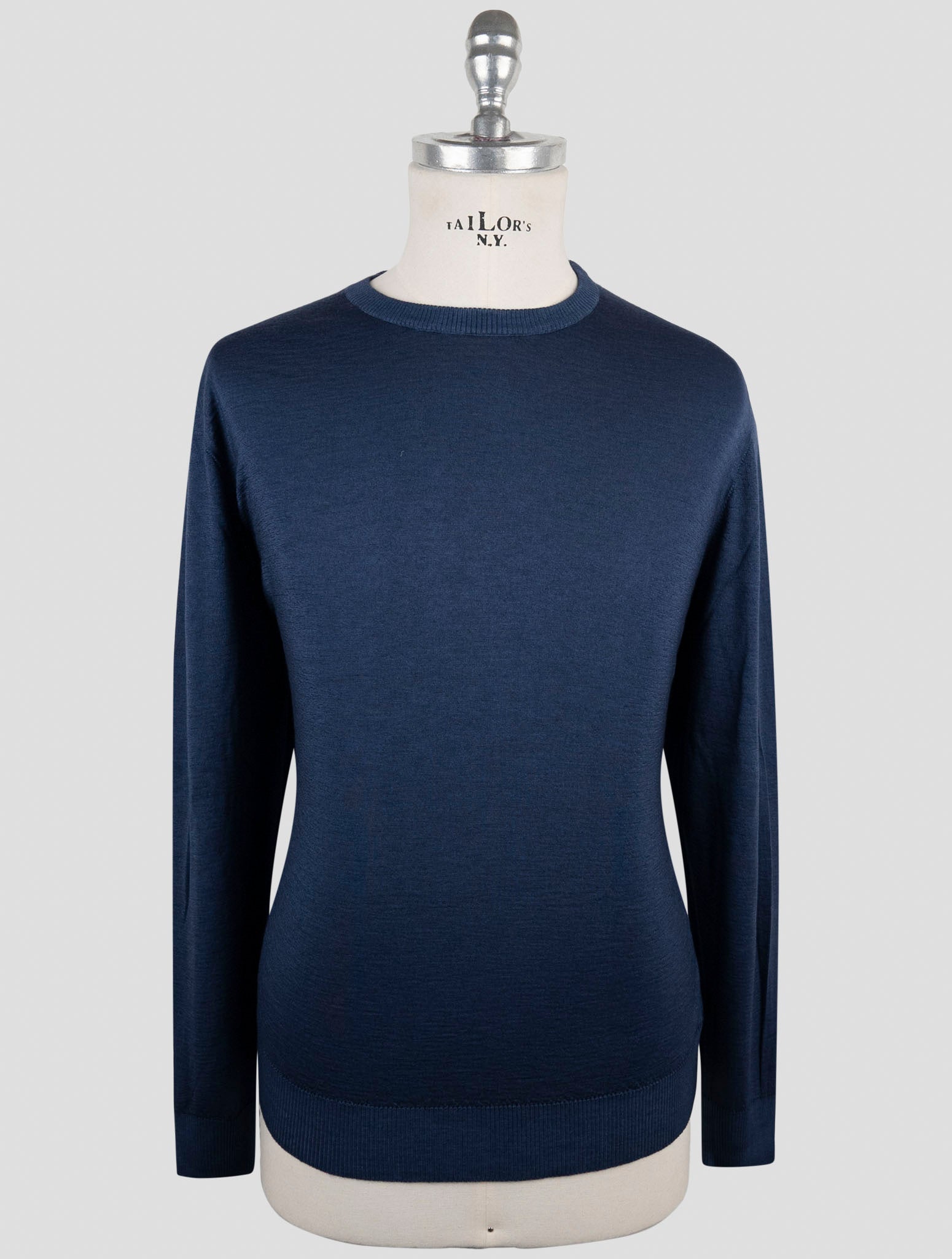 Kiton Blue Cashmere Silk Sweater Crewneck