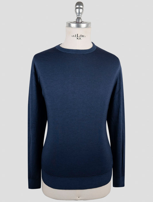 Kiton Blue Cashmere Silk Sweater Crewneck