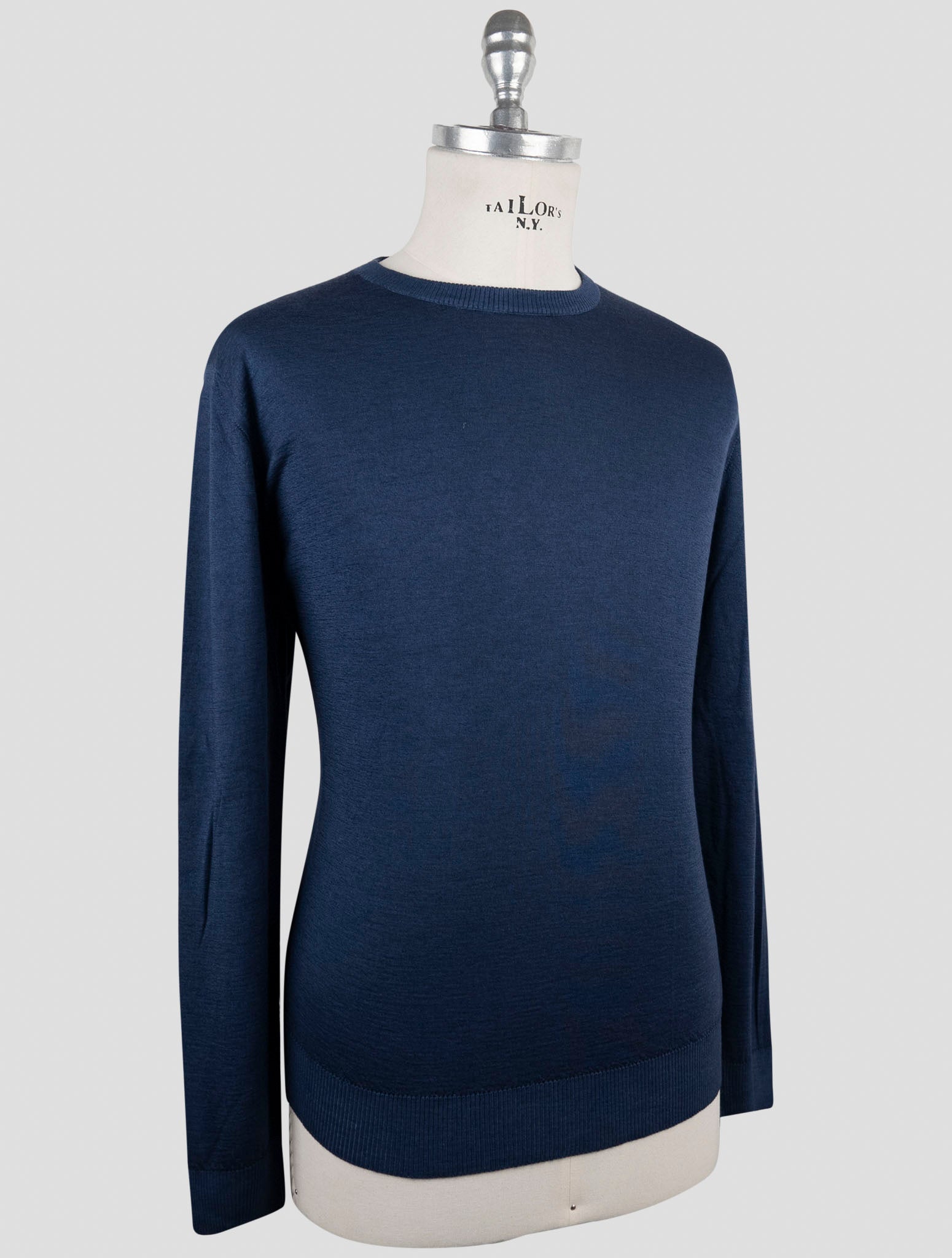 Kiton Blue Cashmere Silk Sweater Crewneck