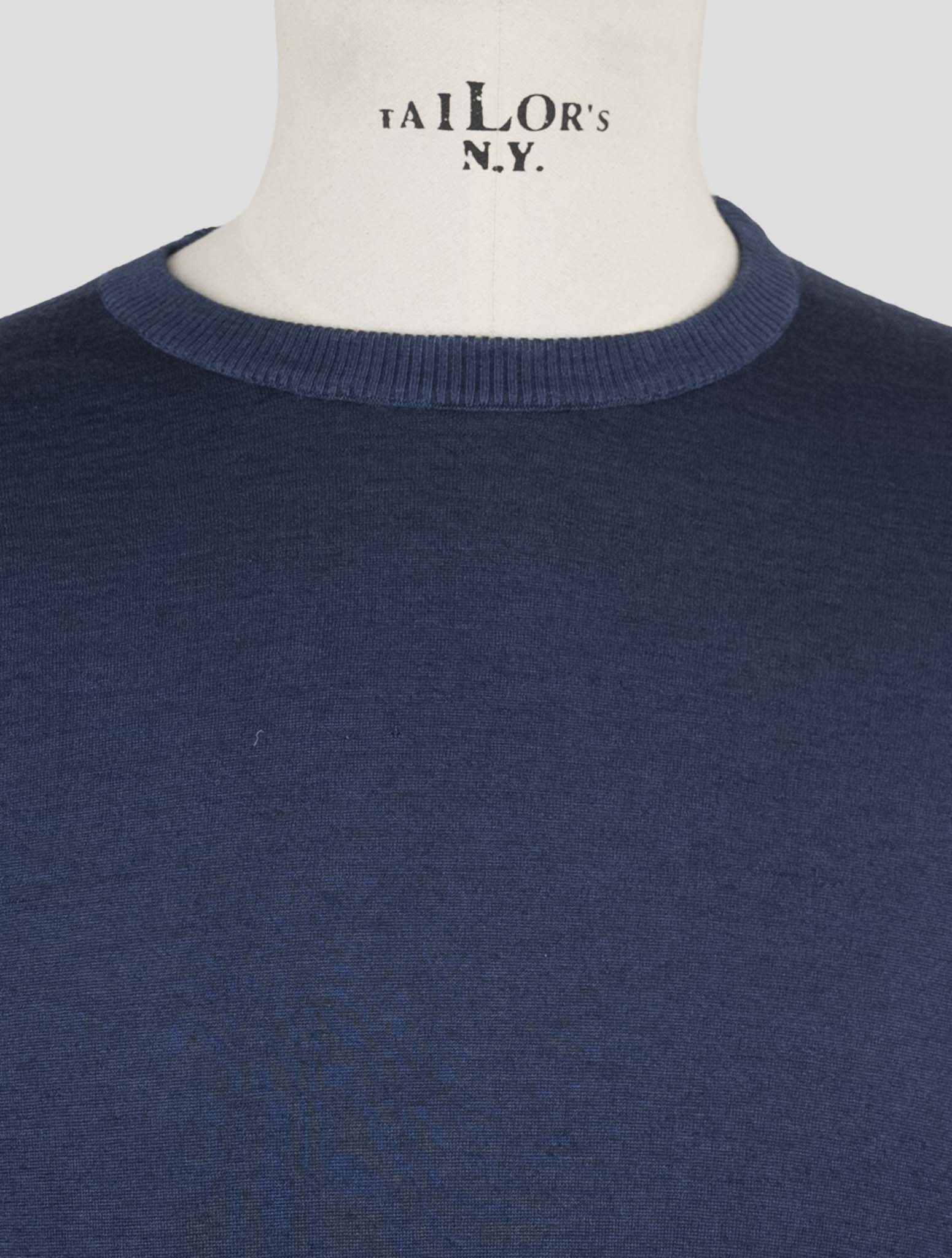 Kiton Blue Cashmere Silk Sweater Crewneck