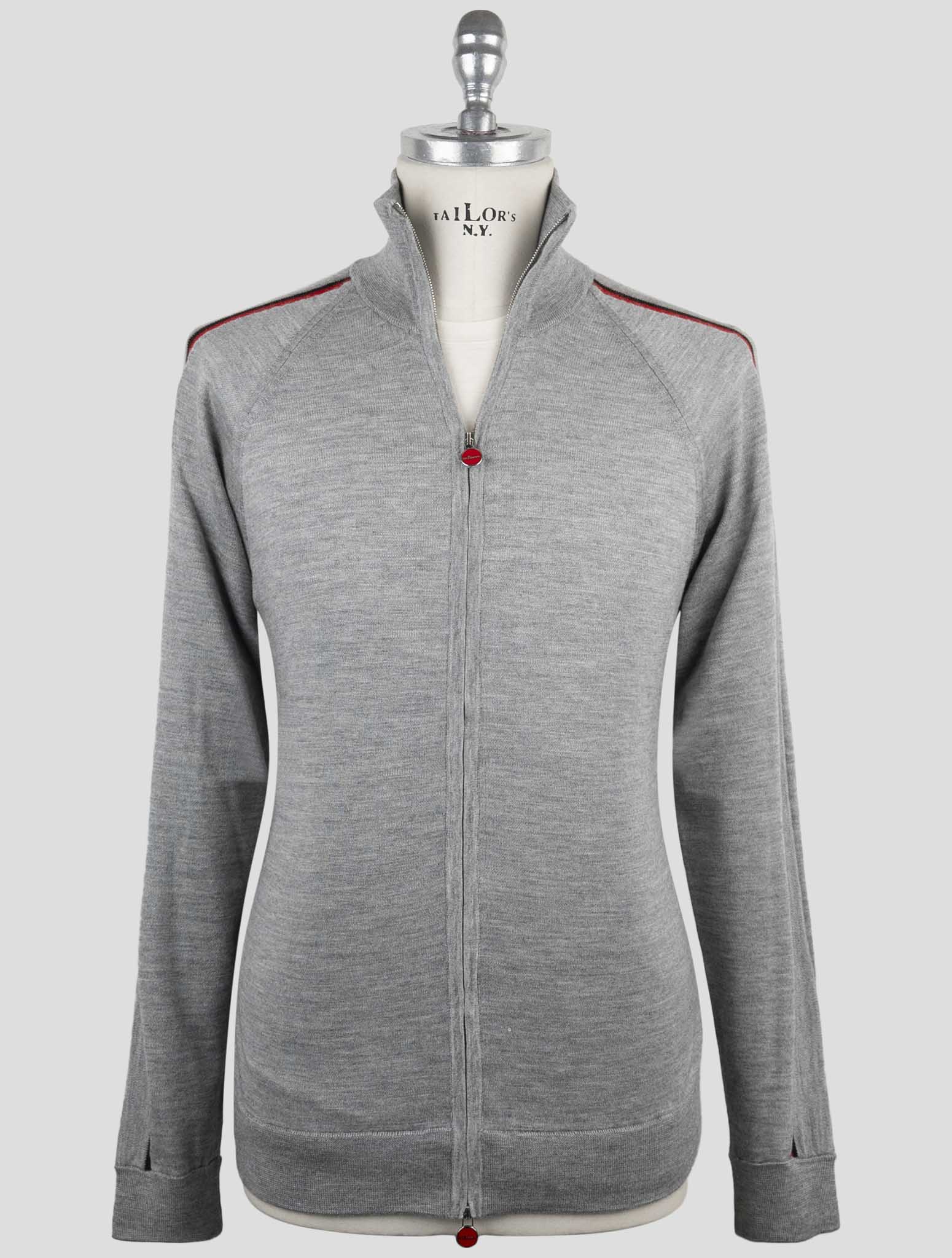 Kiton Gray Cashmere Silk Sweater Full Zip