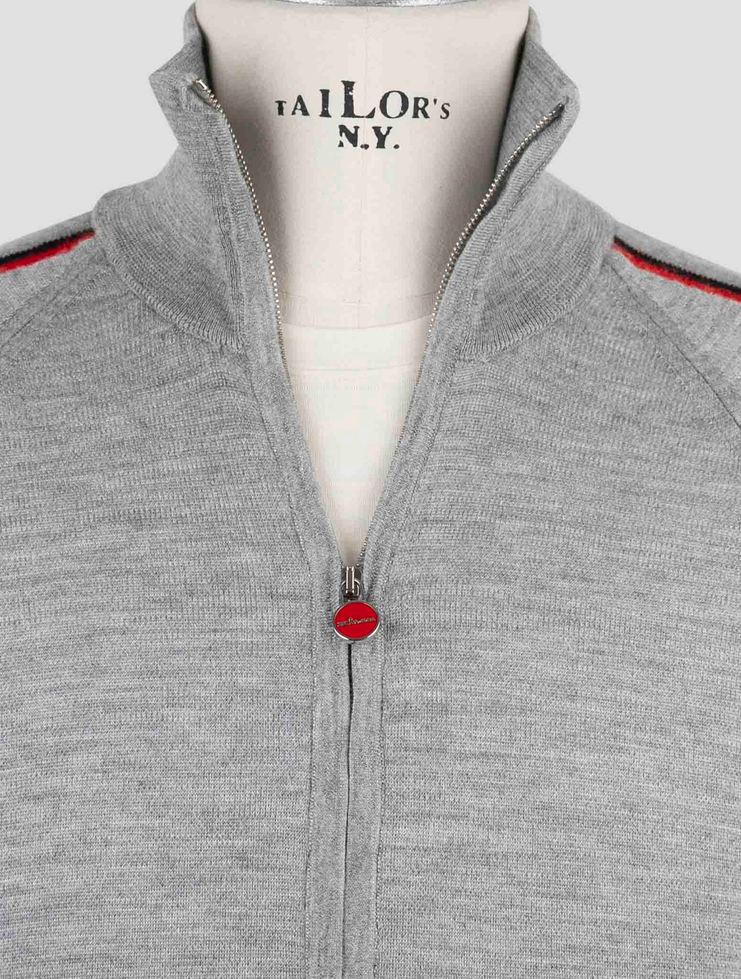 Kiton Gray Cashmere Silk Sweater Full Zip