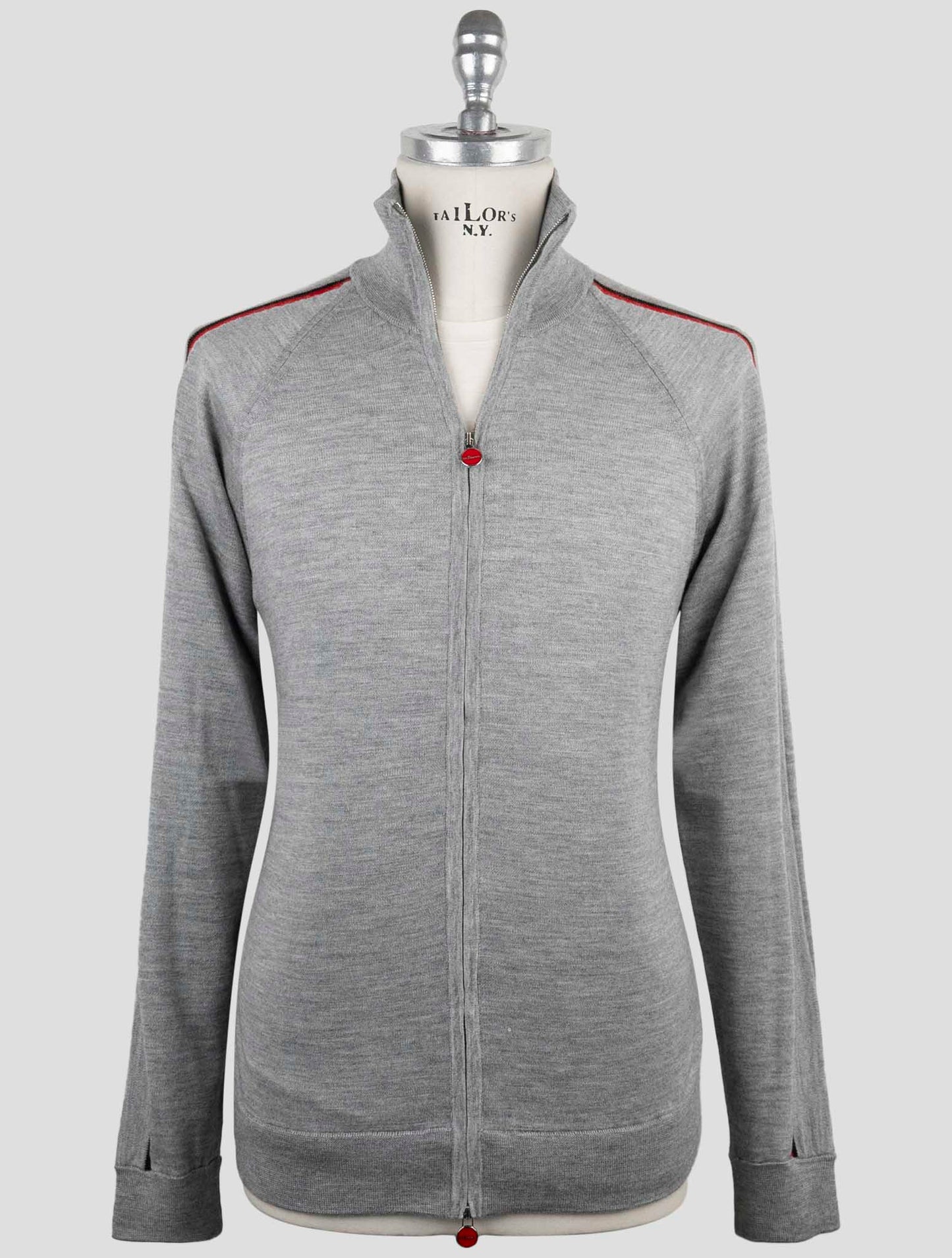 Kiton Gray Cashmere Silk Sweater Full Zip