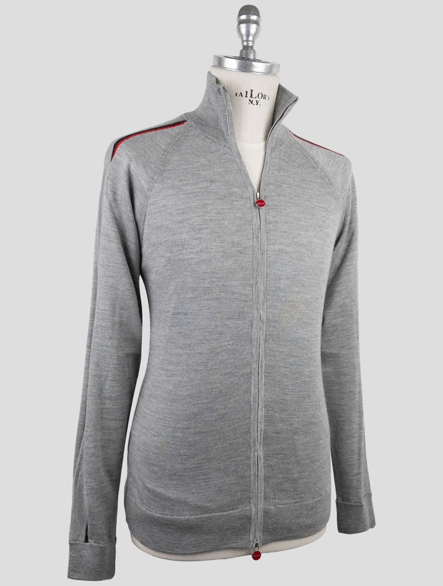 Kiton Gray Cashmere Silk Sweater Full Zip